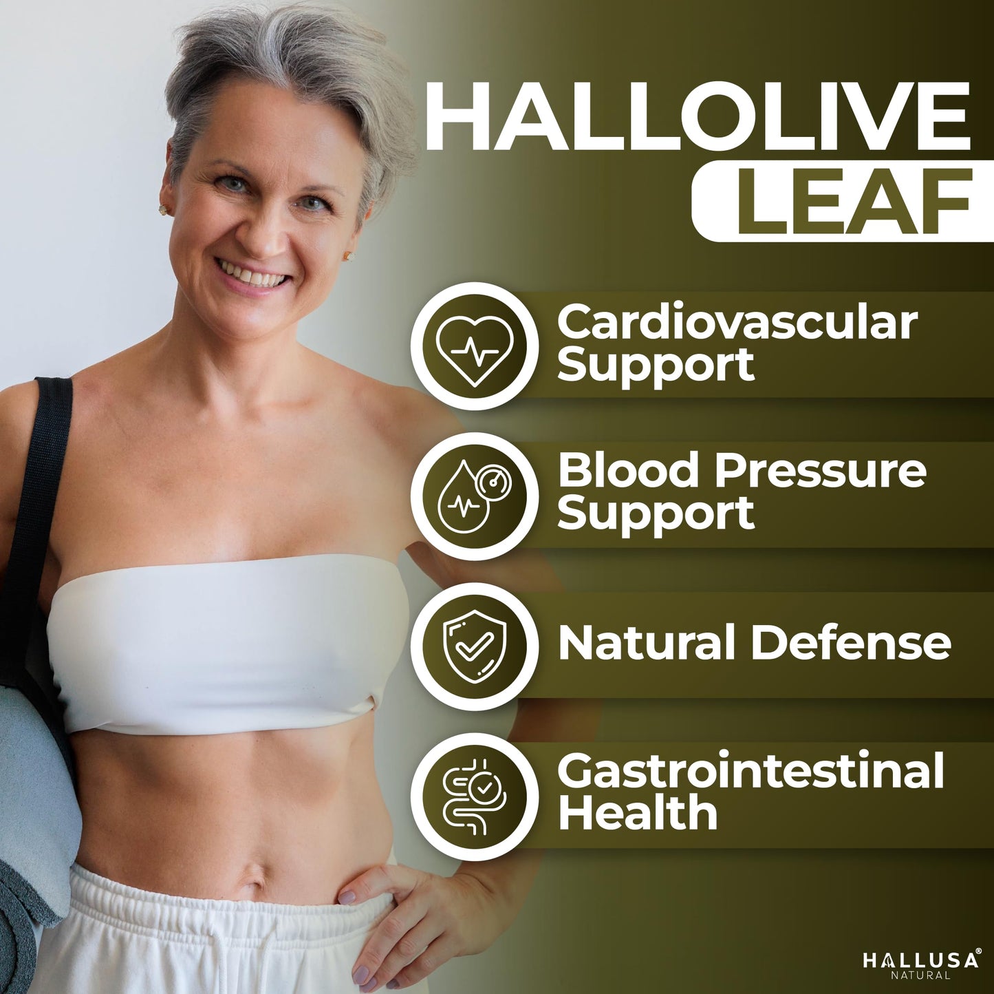Hallusa Natural Olive Leaf Supplement Capsules 60 Capsules