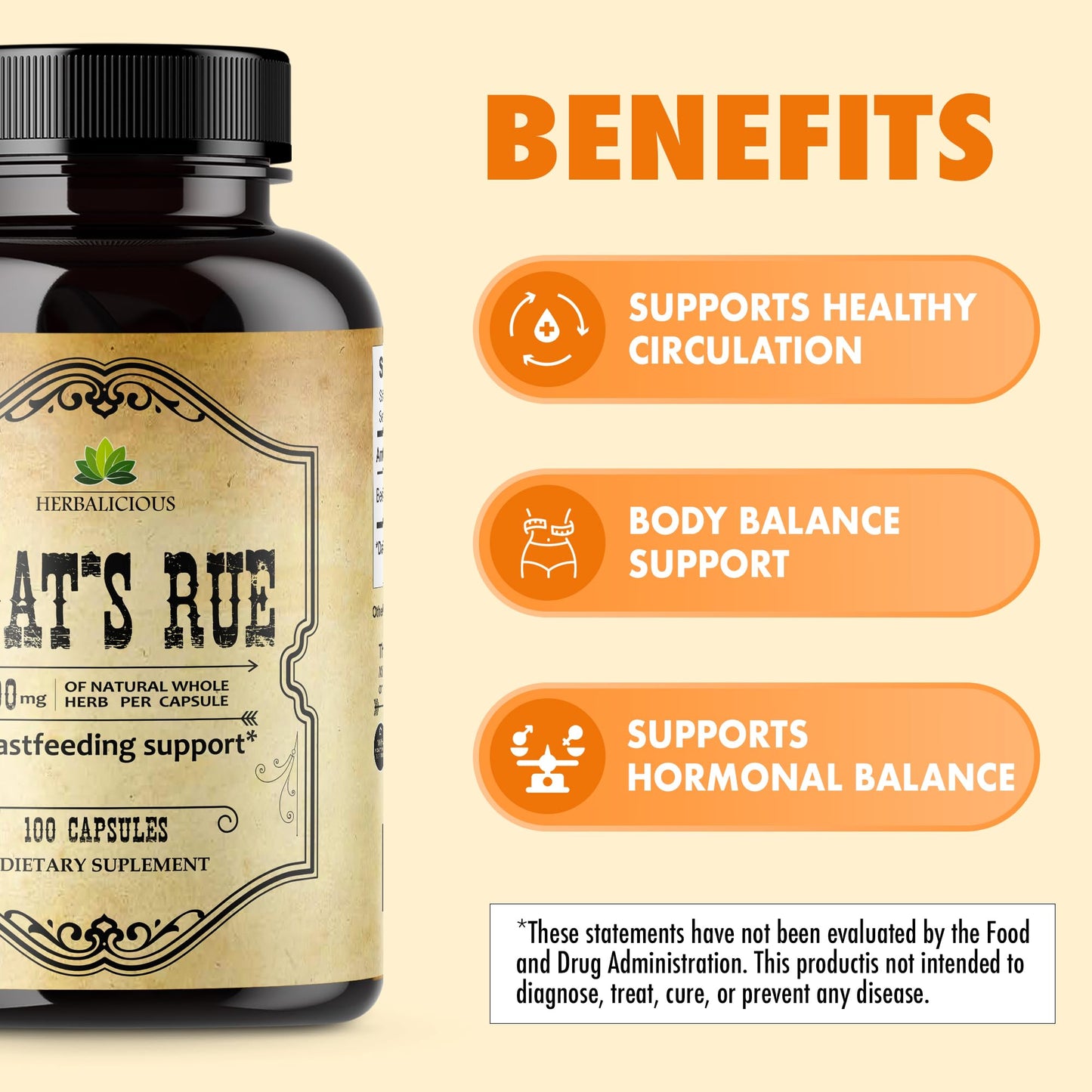 HERBALICIOUS Goat's Rue Capsules 1000mg, 100 Count