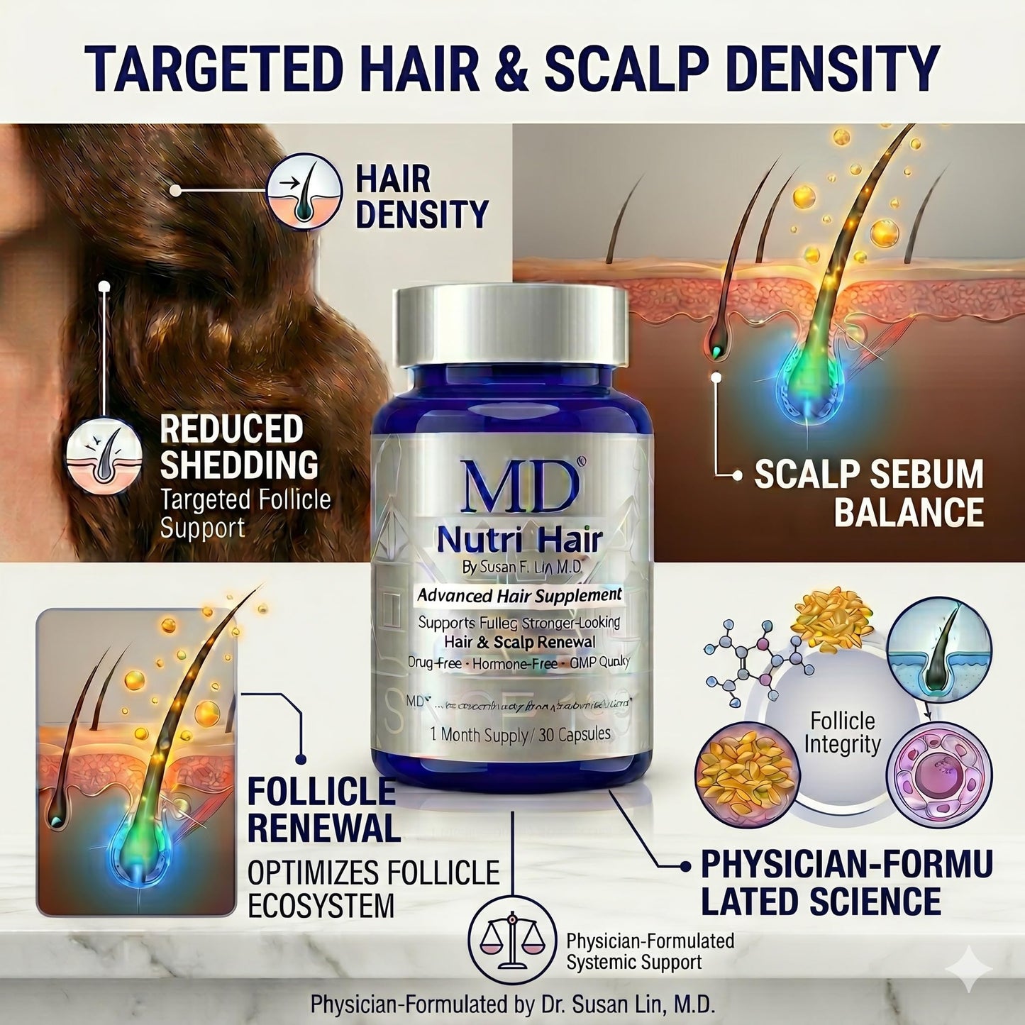MD Nutri Hair Biotin Supplement Capsules, 30 Count