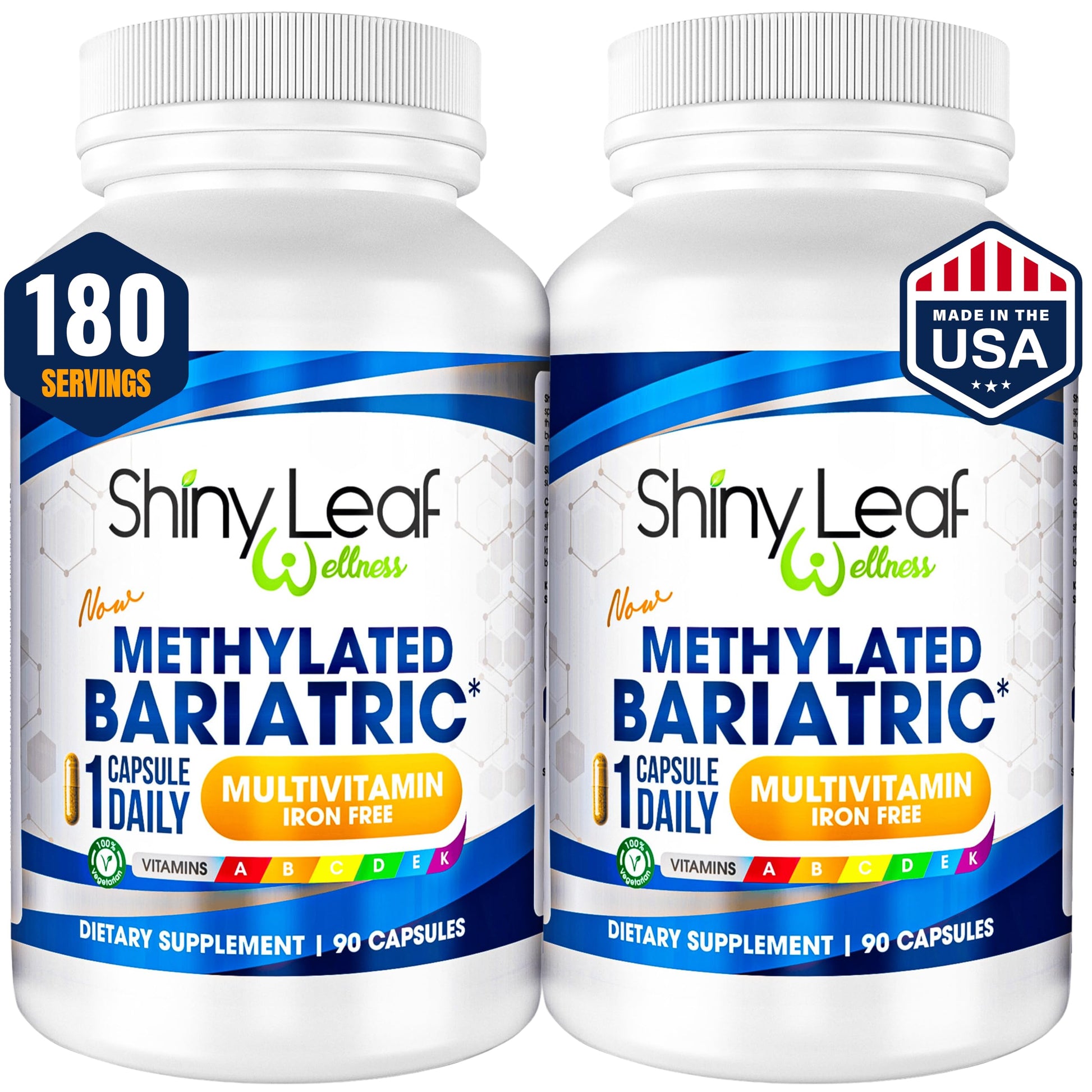 Shiny Leaf Methylated Bariatric Multivitamin Without Iron Capsules 180 Count
