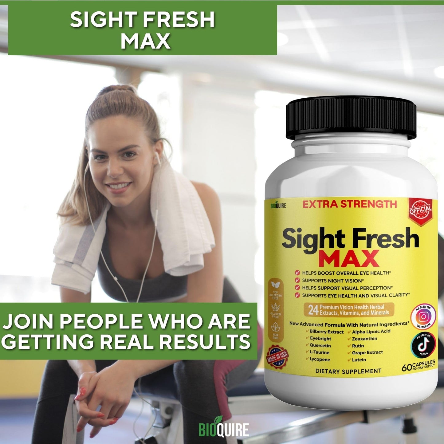 BIOQUIRE Sight Fresh MAX Vision Support Supplement 60 Capsules
