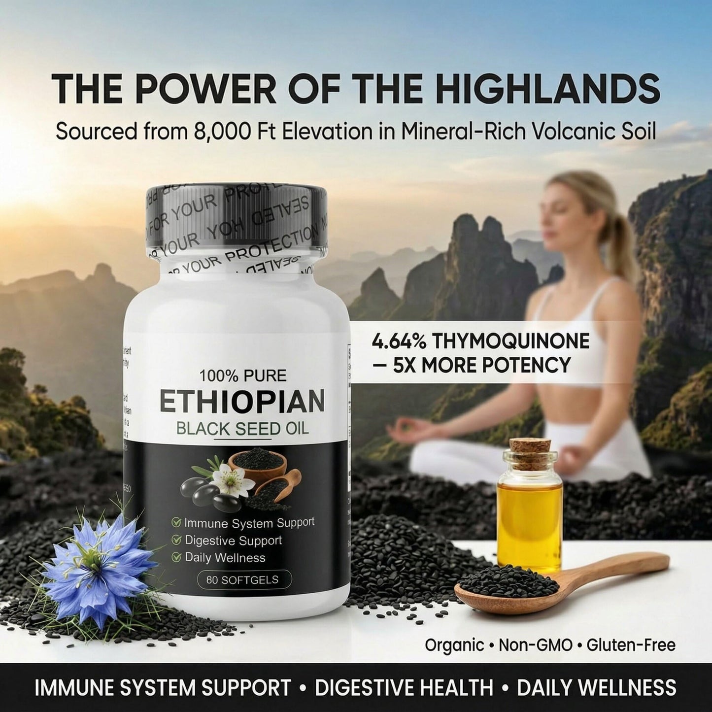YATIME Ethiopian Black Seed Oil Softgels 60 Count