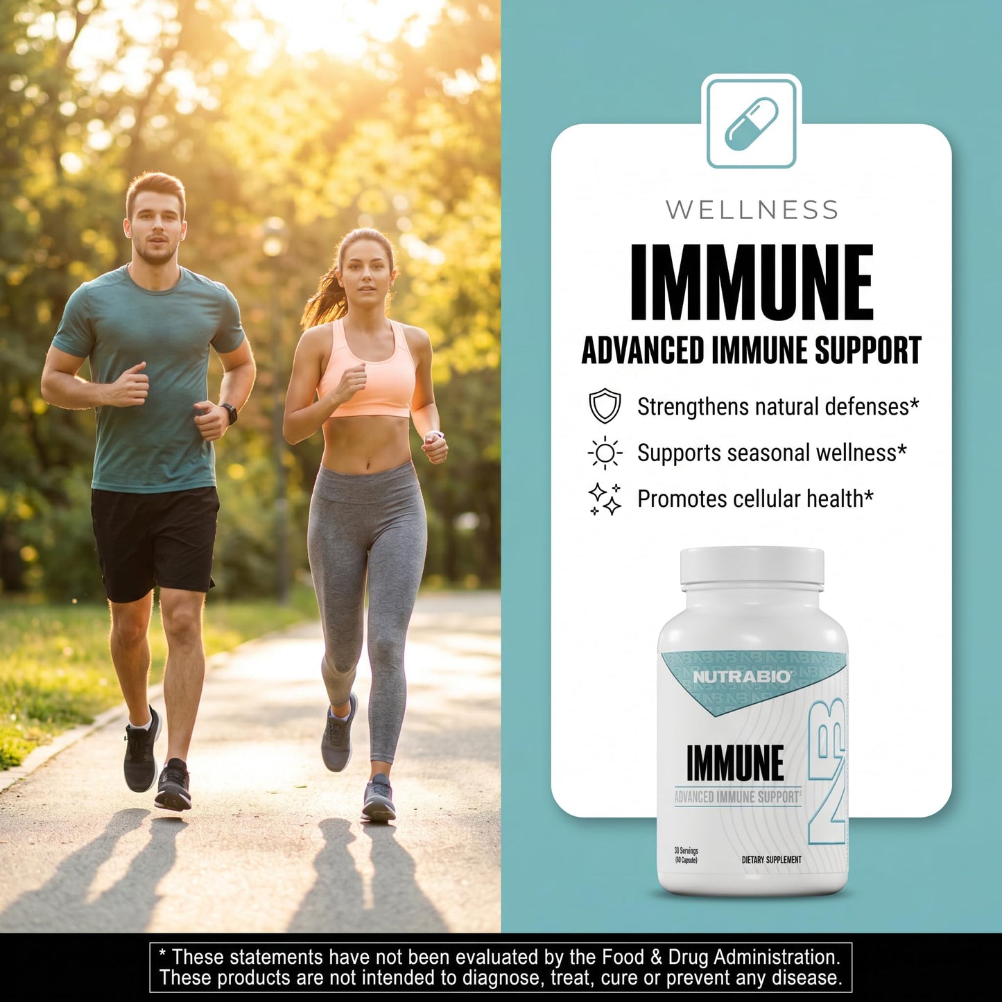 NutraBio Immune Support Supplement with EpiCor 90 Capsules