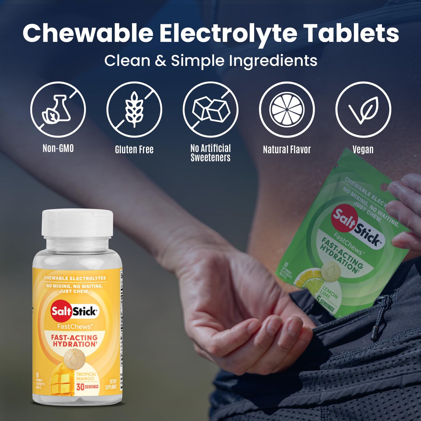 SaltStick Electrolyte FastChews Chewable Tablets 60 Count