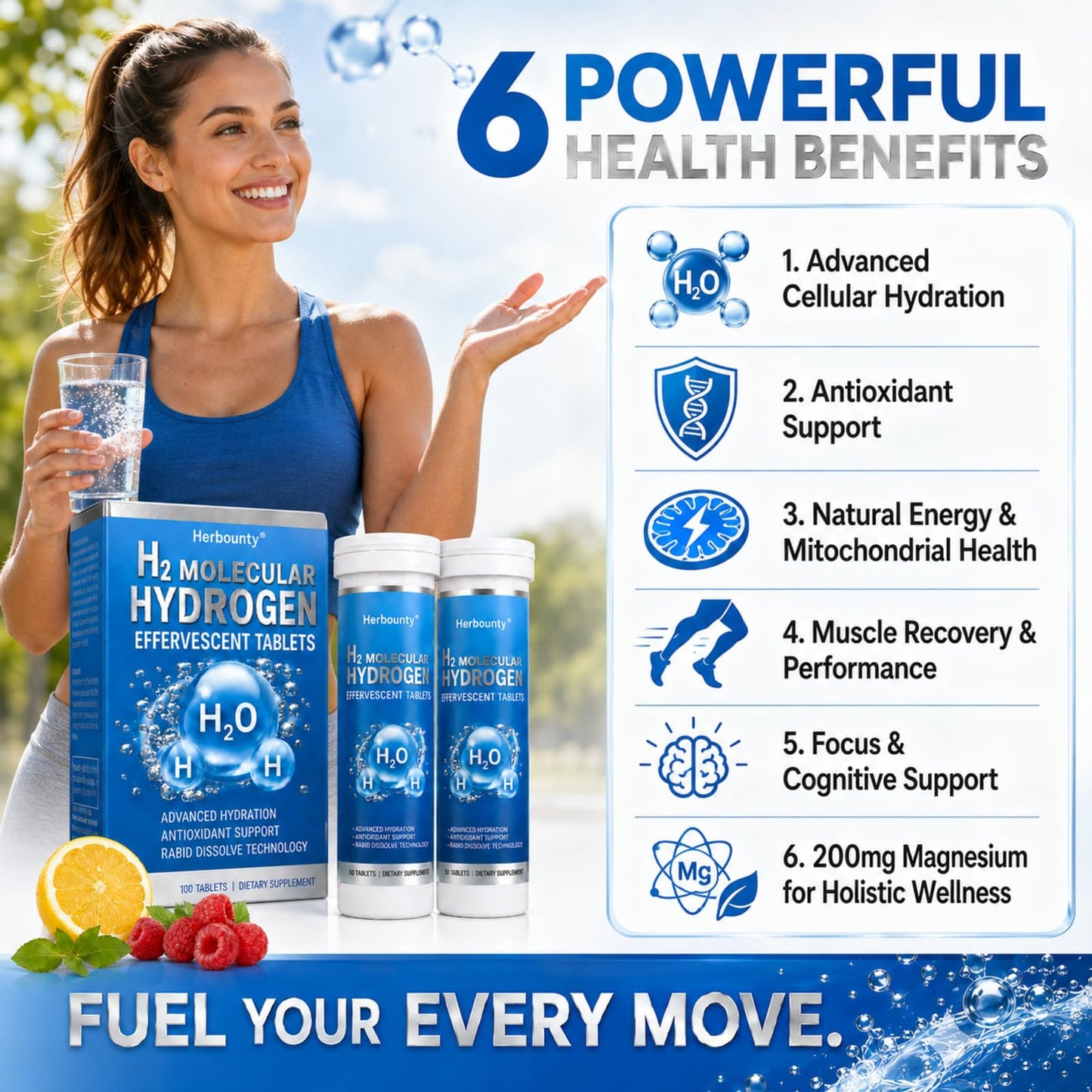 Herbounty H2 Molecular Hydrogen Tablets, 100 Tablets