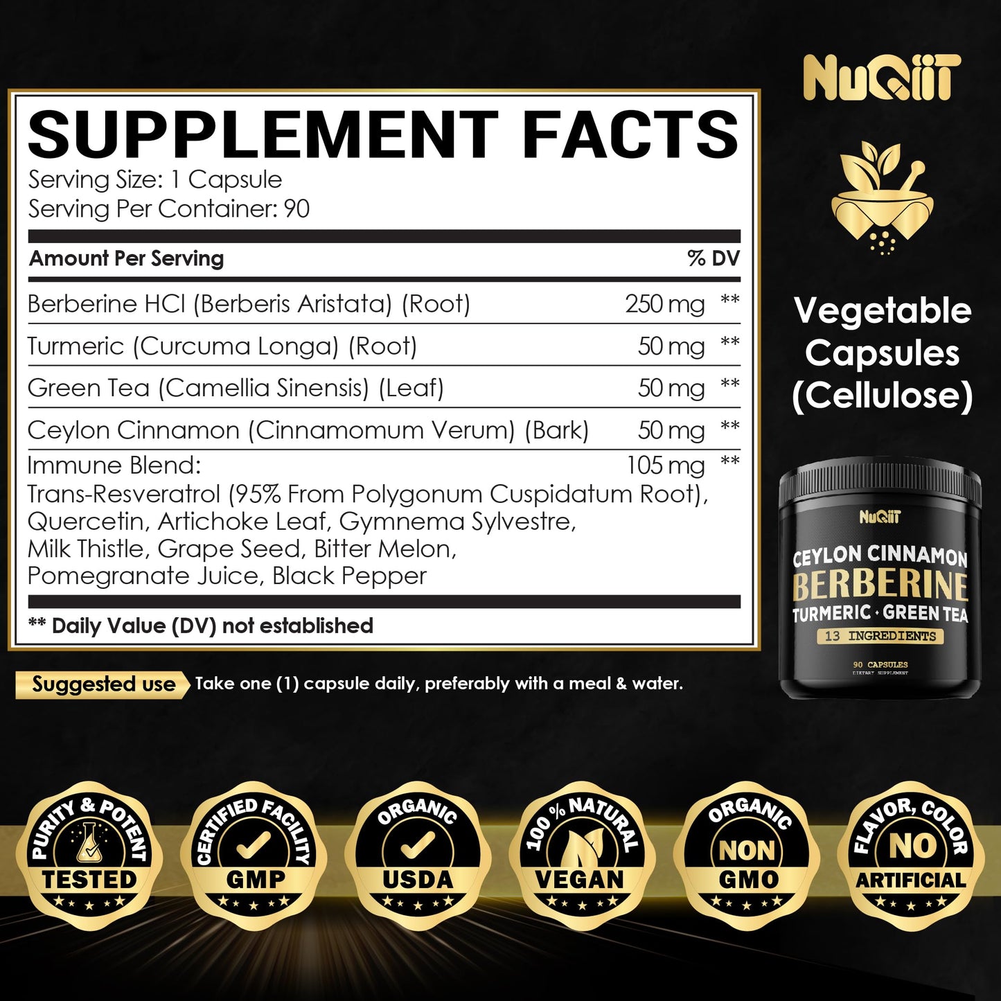 NUQIIT Berberine Supplement Capsule 90 Capsules
