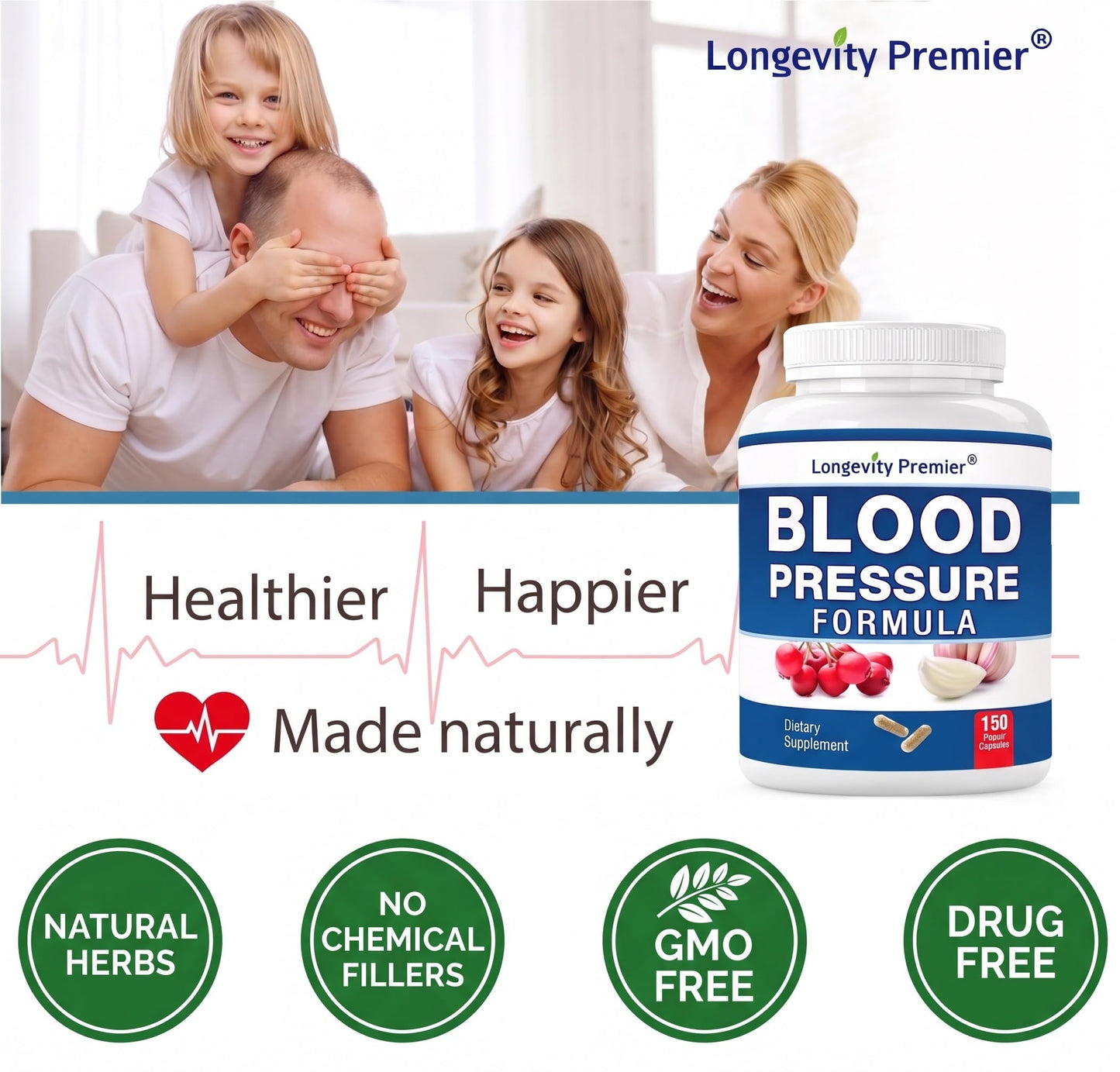 Longevity Premier Nutraceuticals Inc Blood Pressure Formula Capsules 1 Count