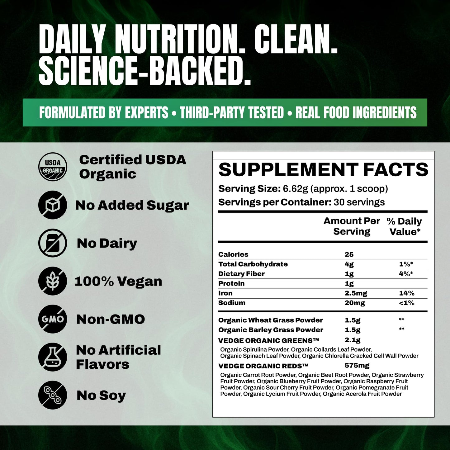 VEDGE Greens Powder, Super Greens Powder, Mixed Berry, 7 Ounces