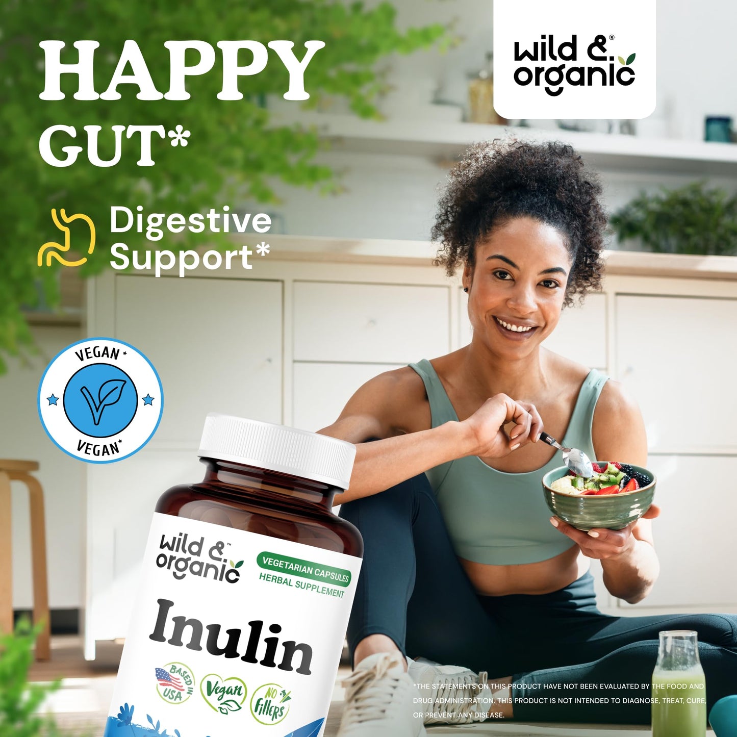 Wild & Organic Inulin Capsules 1400 mg, 90 Count