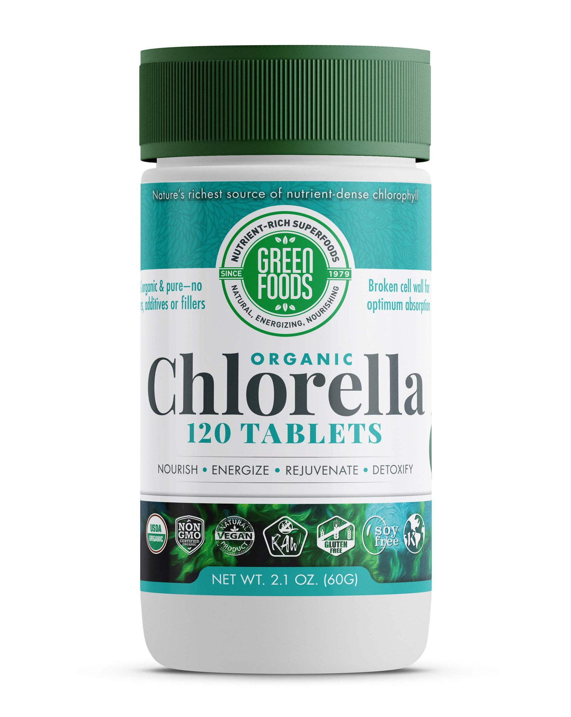 Green Foods Organic Chlorella 500 mg Tablets, 120 Count