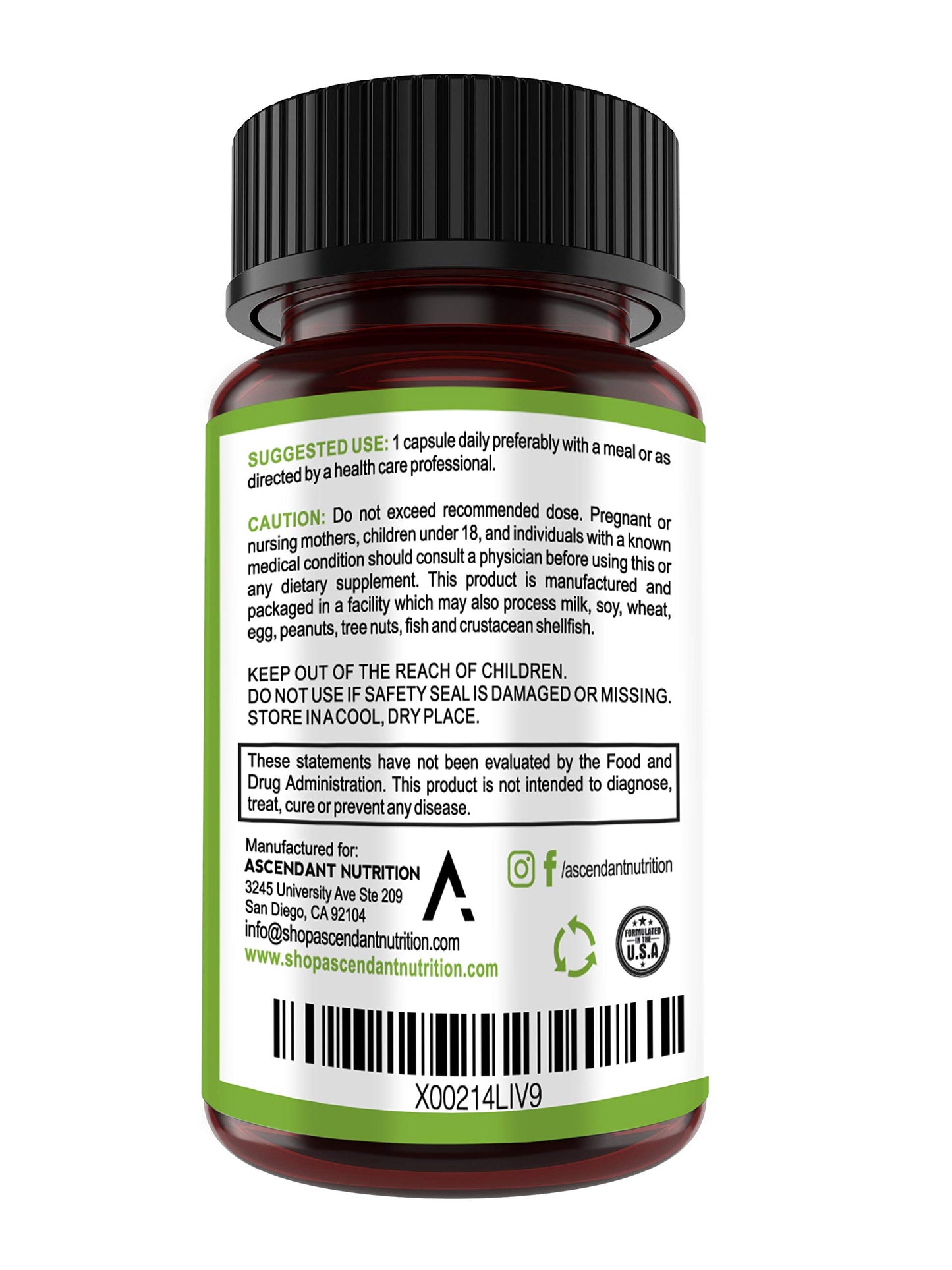 Ascendant Nutrition Bacillus Subtilis Probiotic Capsule 30 Capsules
