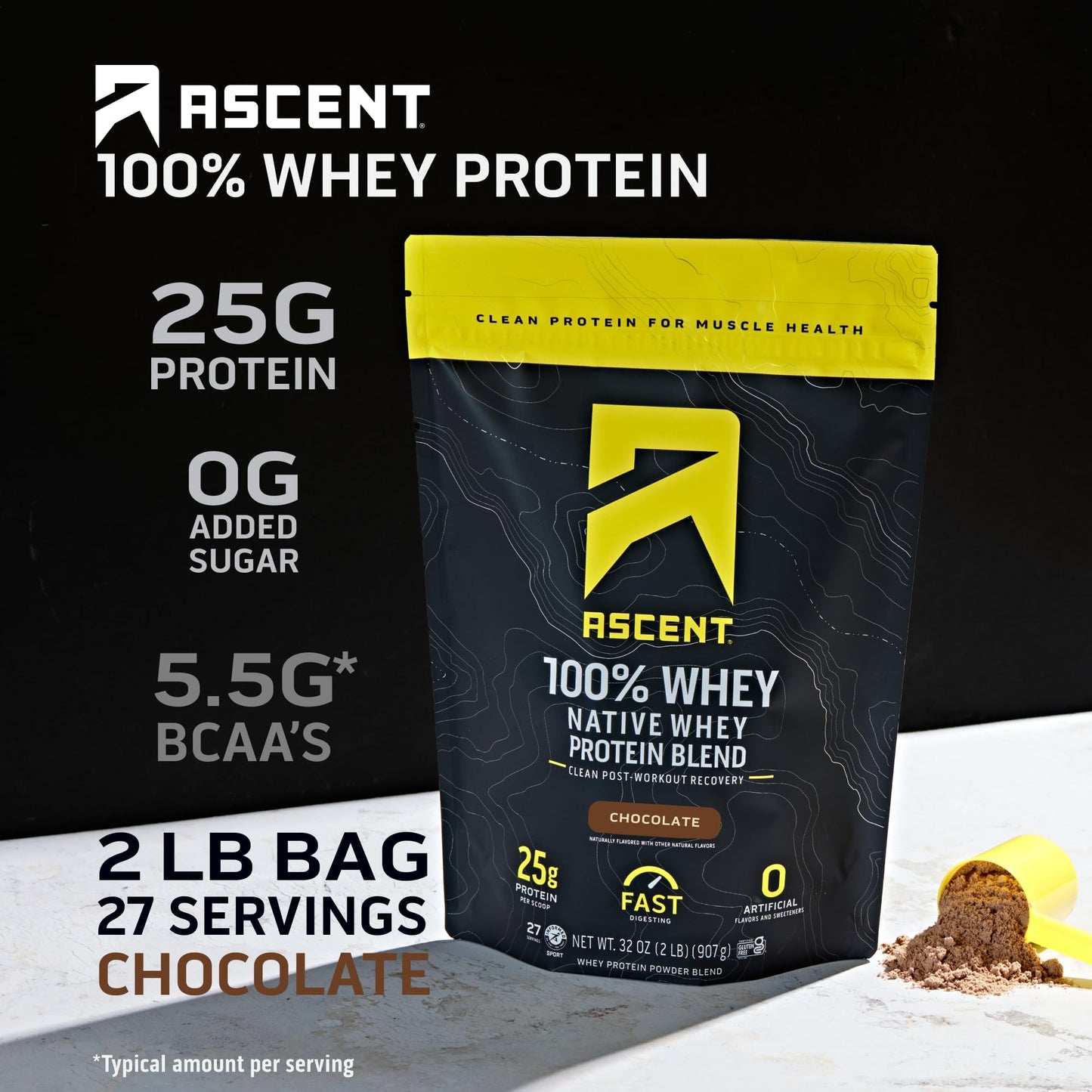 Ascent 100% Whey Protein Powder, 32 Servings