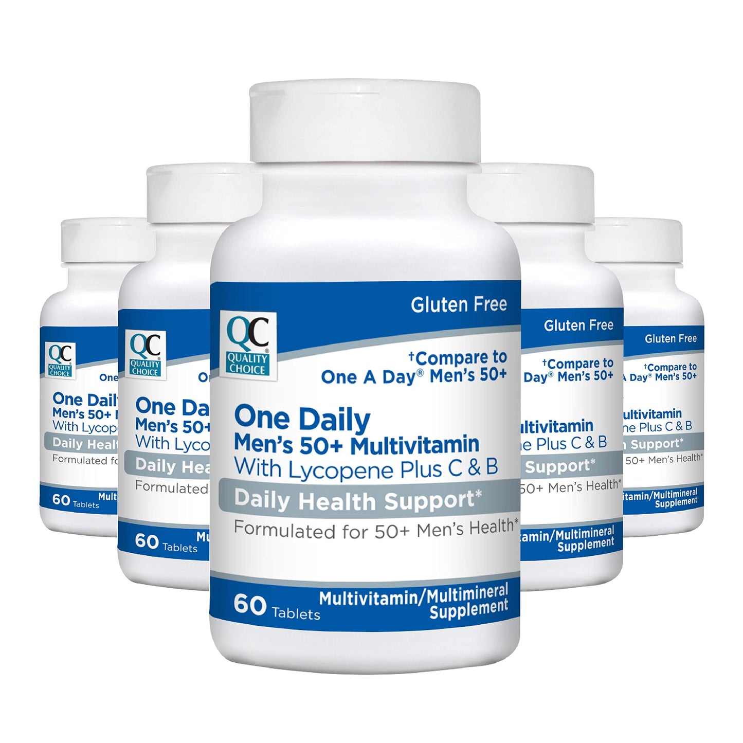 Quality Choice One Daily Men's 50+ Multivitamin with Lycopene Plus C & B, Vitamin A, C, D, E, Zinc, Calcium and More, 300 Tablets