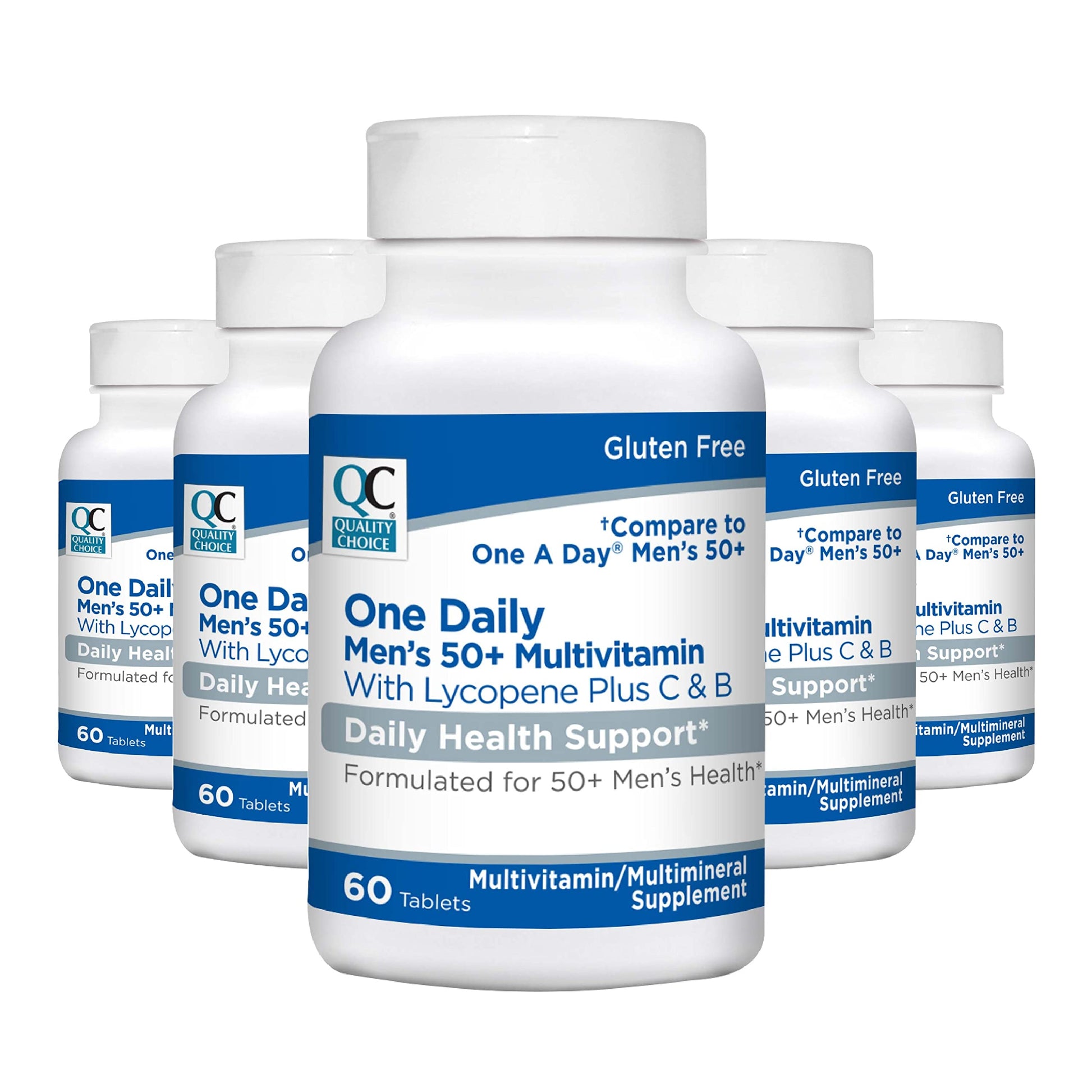 Quality Choice One Daily Men's 50+ Multivitamin with Lycopene Plus C & B, Vitamin A, C, D, E, Zinc, Calcium and More, 300 Tablets