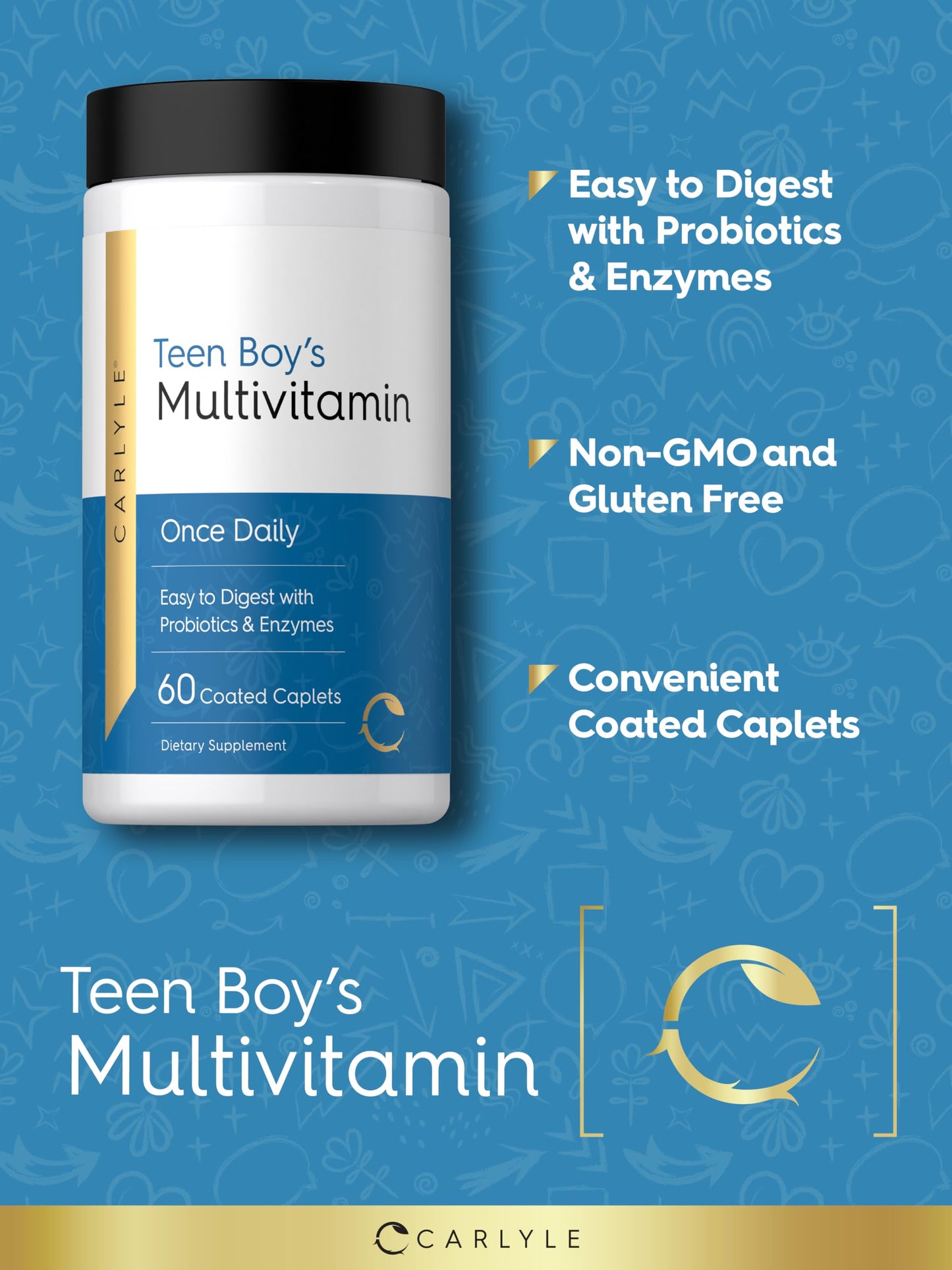 Carlyle Teen Multivitamin for Boys Caplets 60 Count
