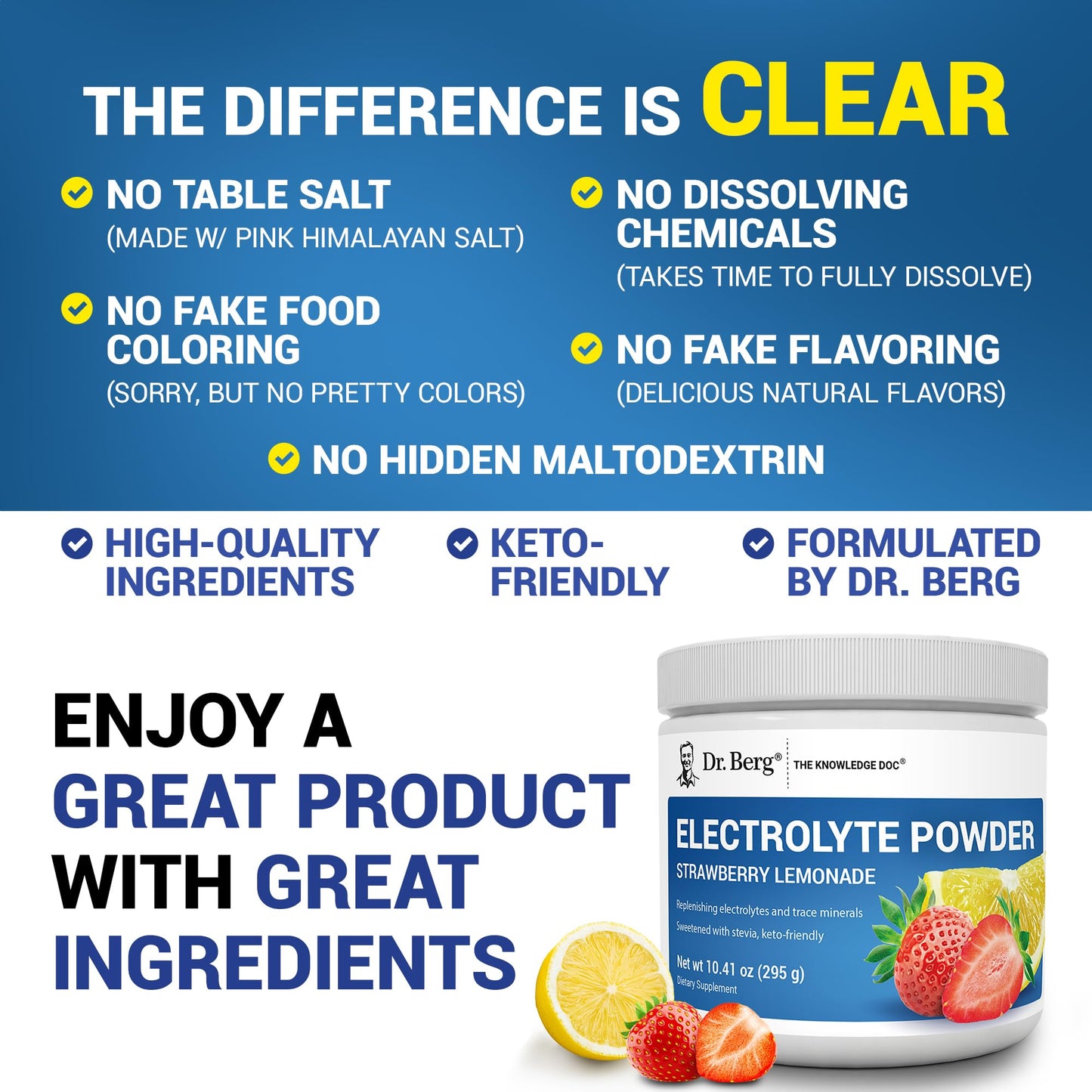 Dr. Berg Nutritionals Zero Sugar Hydration Keto Electrolyte Powder 10.58 oz