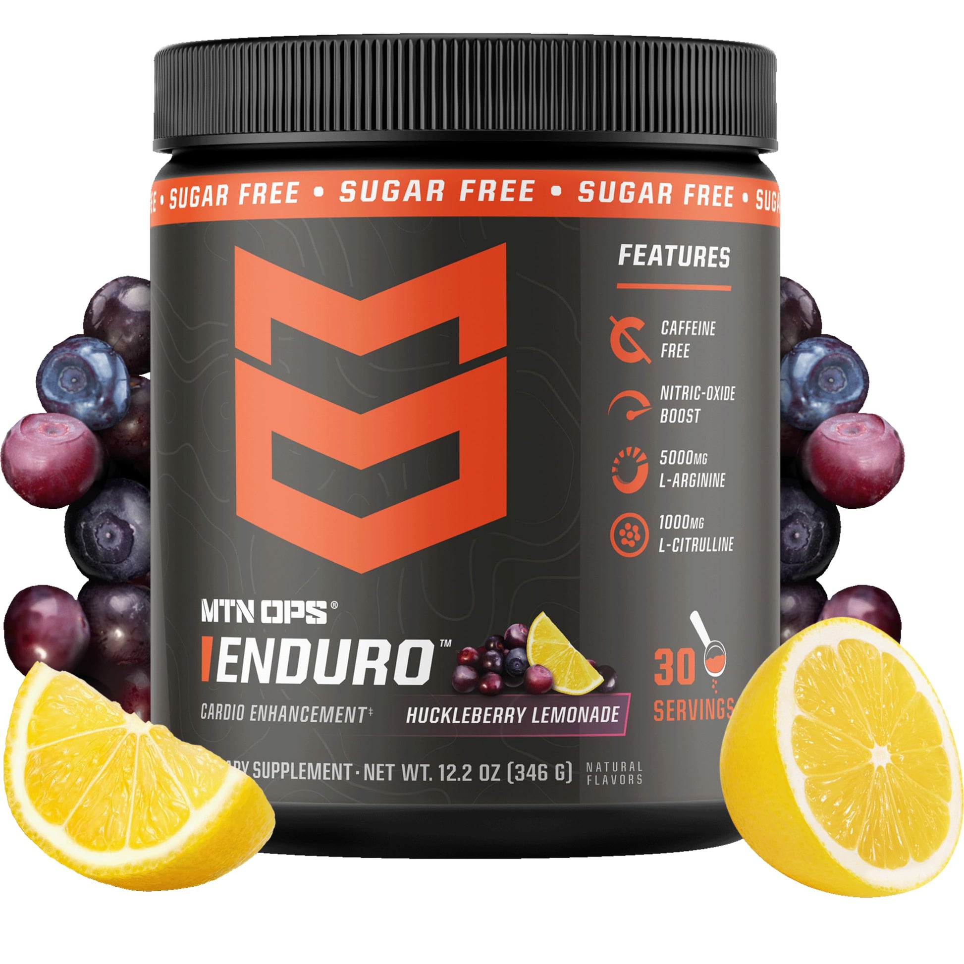 MTN OPS Enduro Stim-Free Pump Pre Workout, Huckleberry Lemonade Powder 12