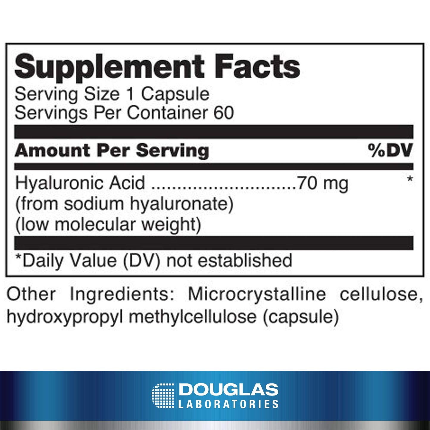 Douglas Laboratories Hyaluronic Acid 70 mg Capsules, 60 Count