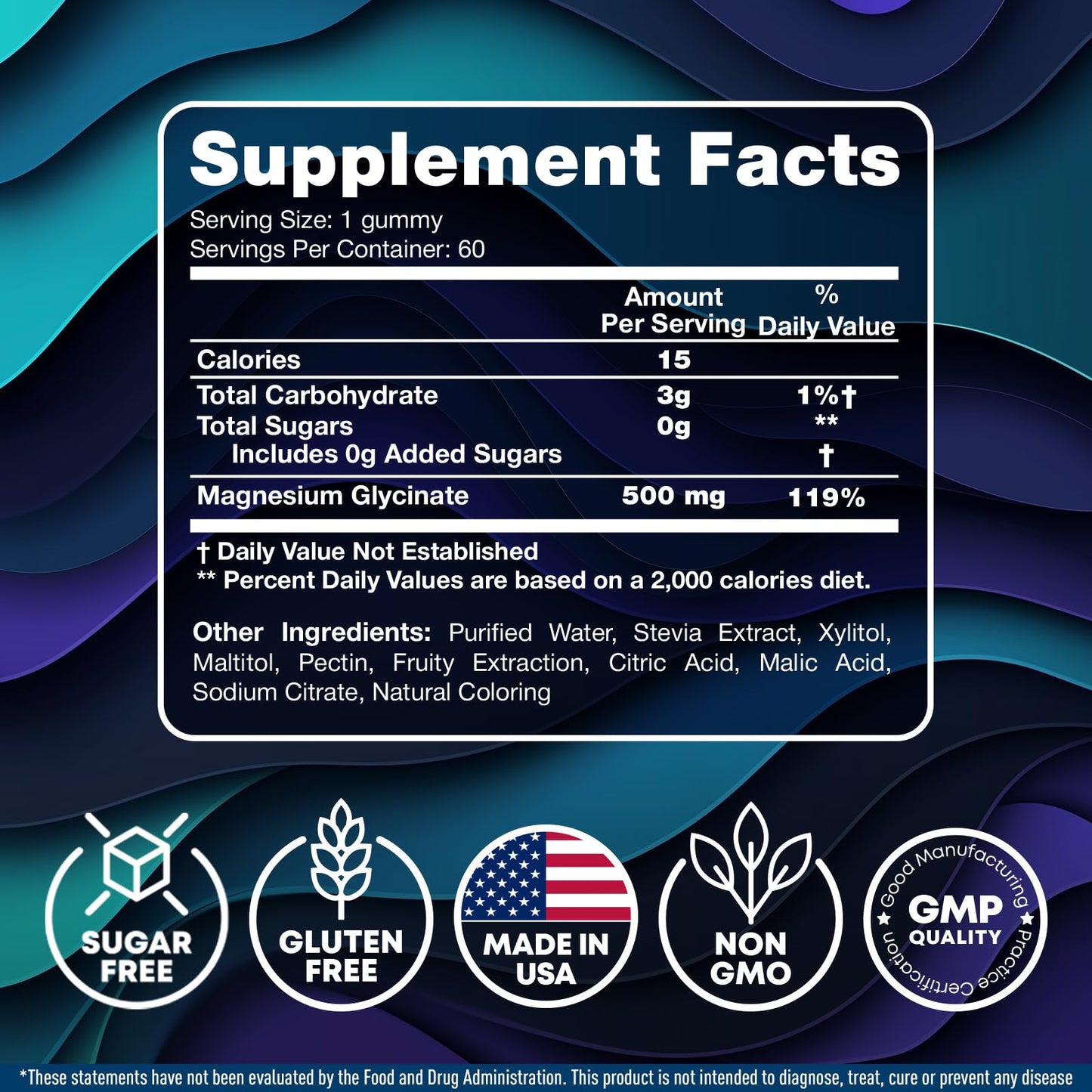 JOYLI Nutrition Magnesium Glycinate Gummies 500mg, 60 Count