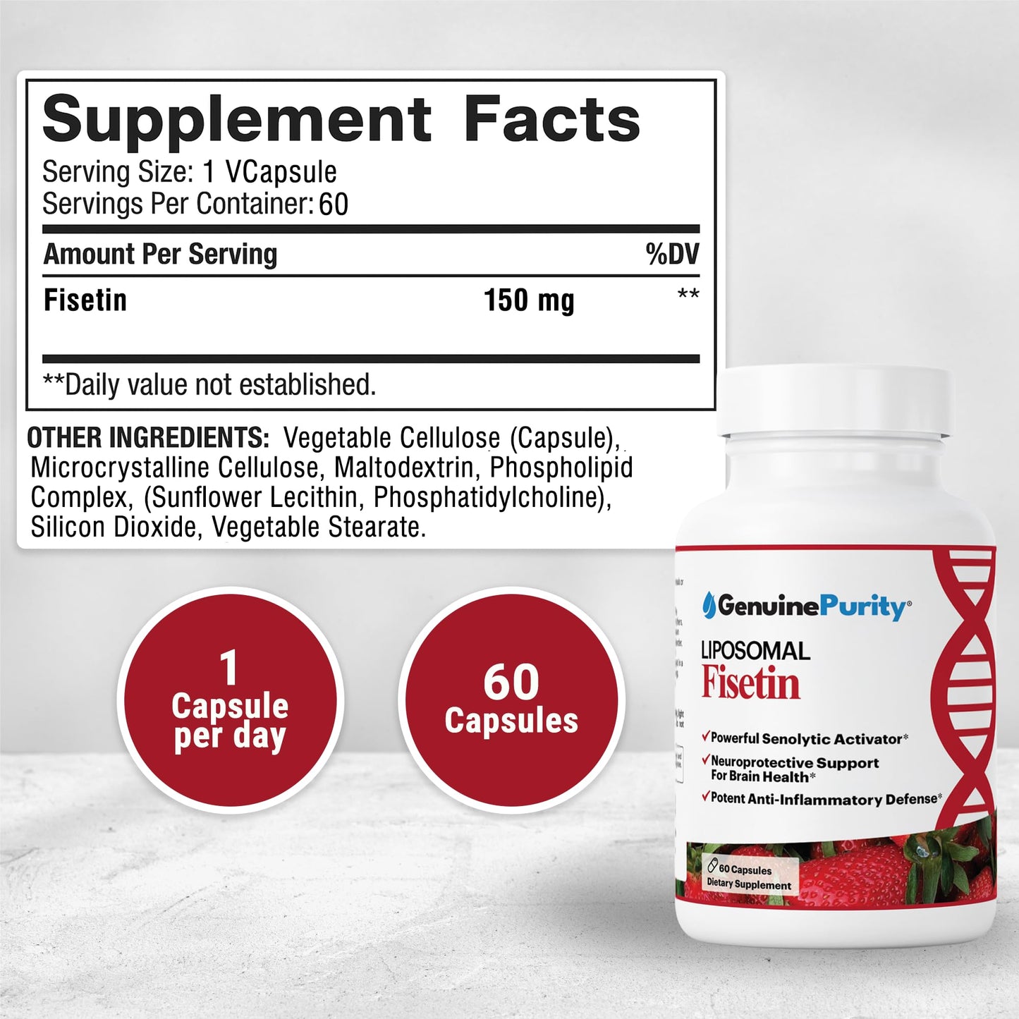GenuinePurity Liposomal Fisetin 150mg Capsule, 60 Capsules