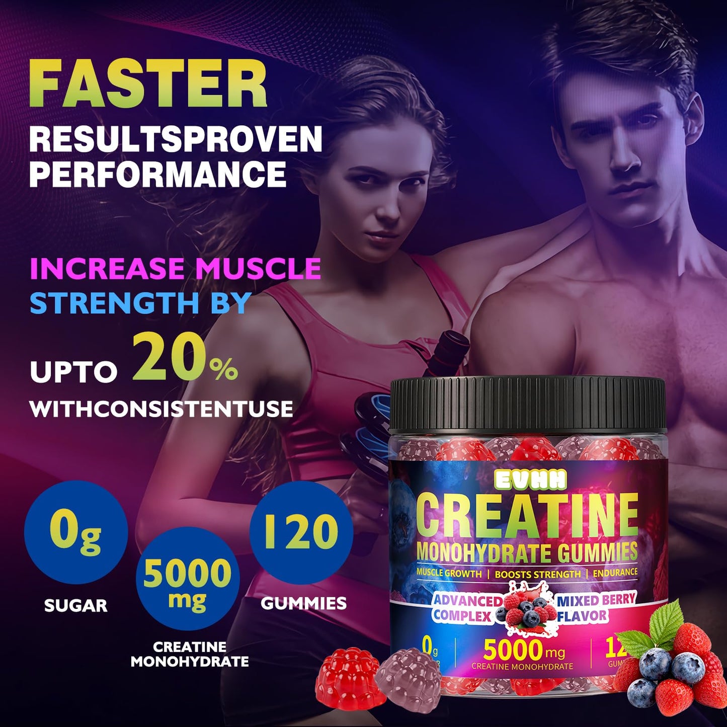 EVHH Creatine Monohydrate Gummies 120 Gummies