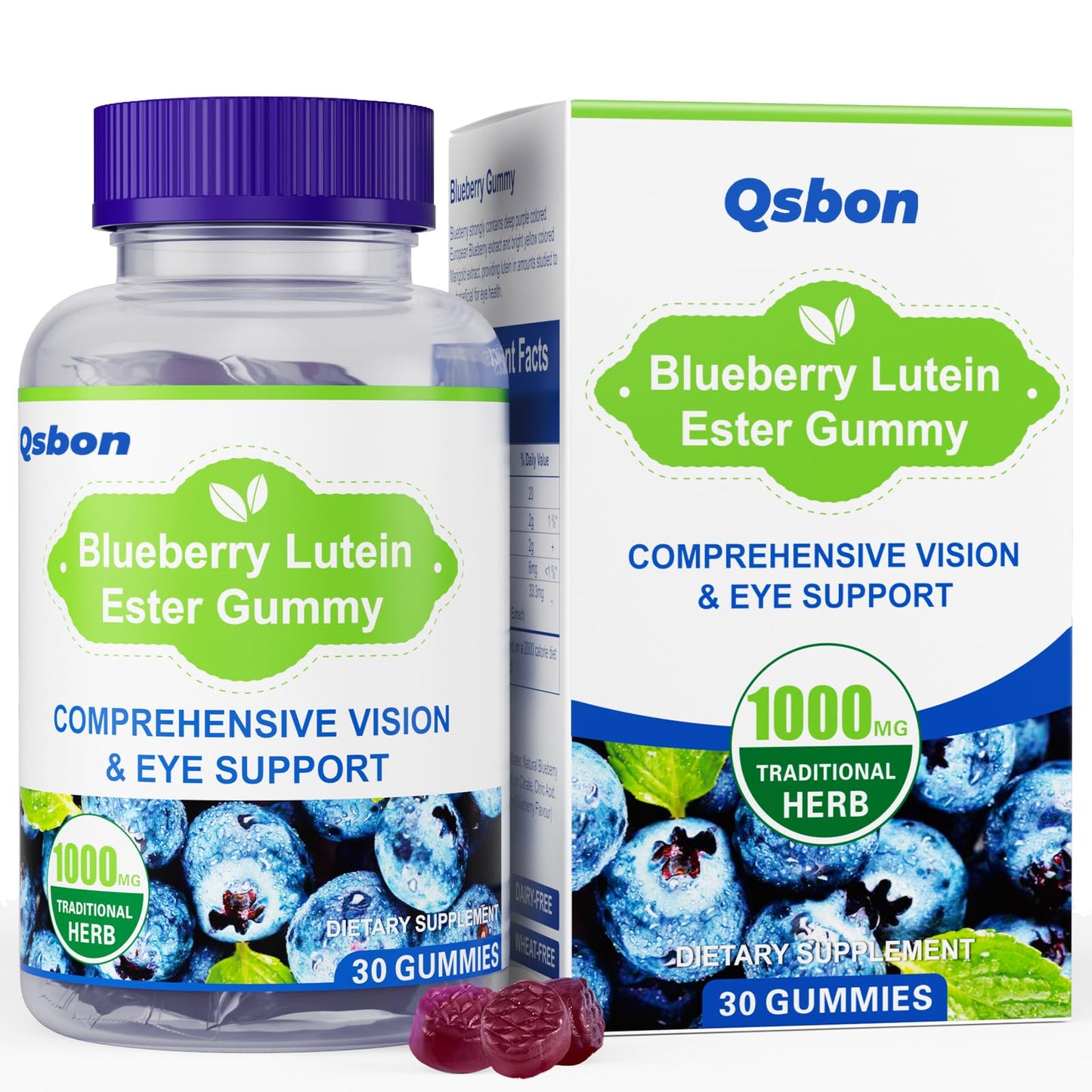 Qsbon Eye Vitamin and Mineral Supplement with Lutein, Zinc, Vitamin C/E and Zeaxanthin Capsules, 60 Count