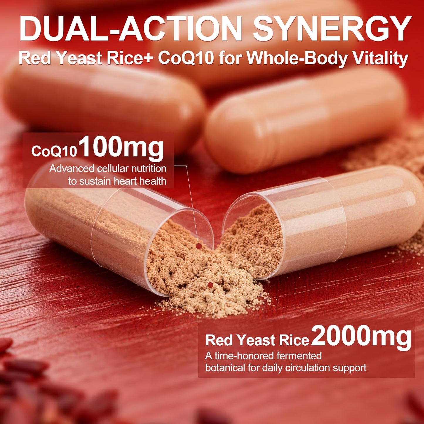 LIVEGIS Red Yeast Rice 2000mg with CoQ10 100mg - Citrinin Free Heart Health Supplement with Citrus Bergamot & Hawthorn - Supports Healthy Cholesterol Levels - Vegan, Non-GMO Capsules 90 Count