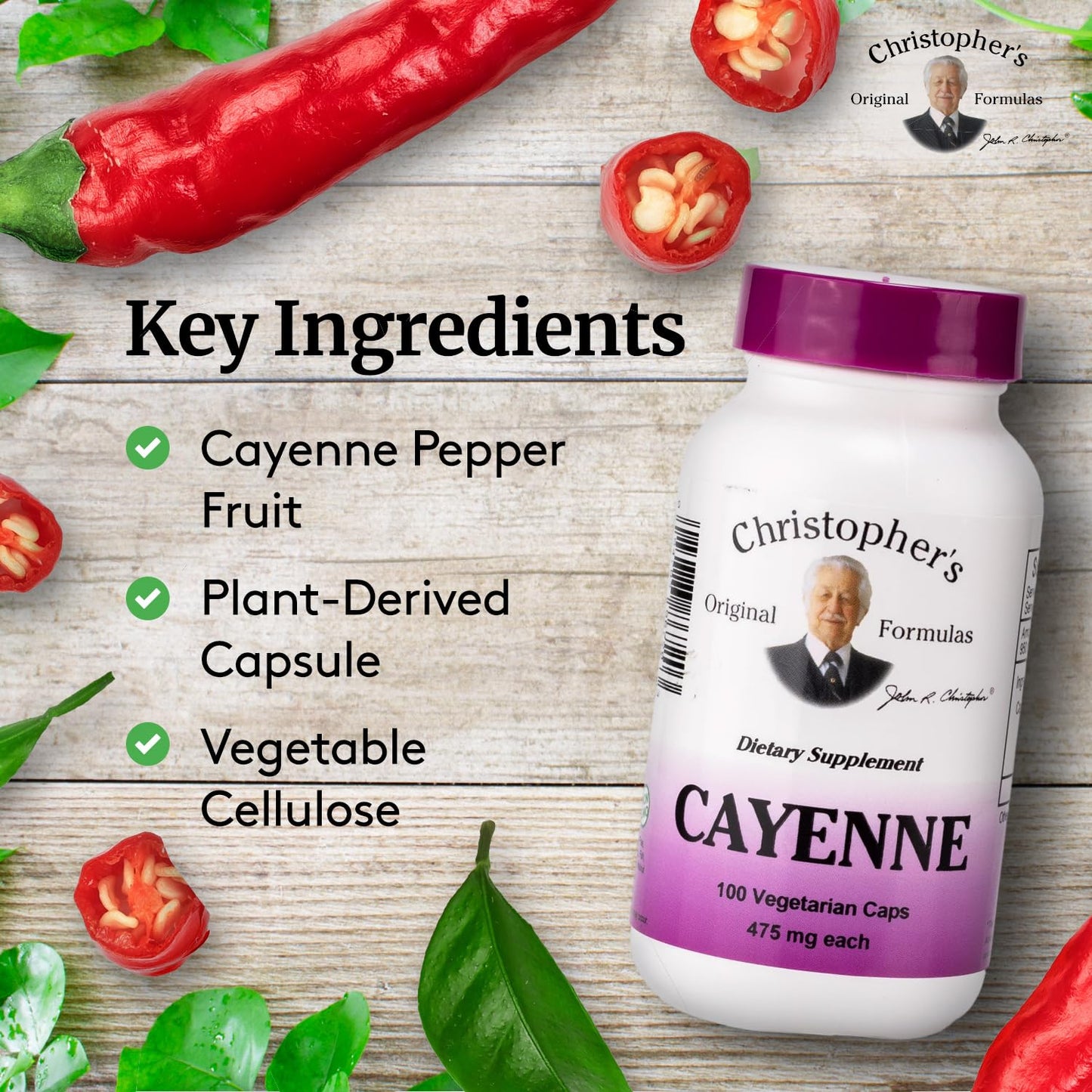 Christopher's Original Formulas Cayenne Capsules, 100 Capsules