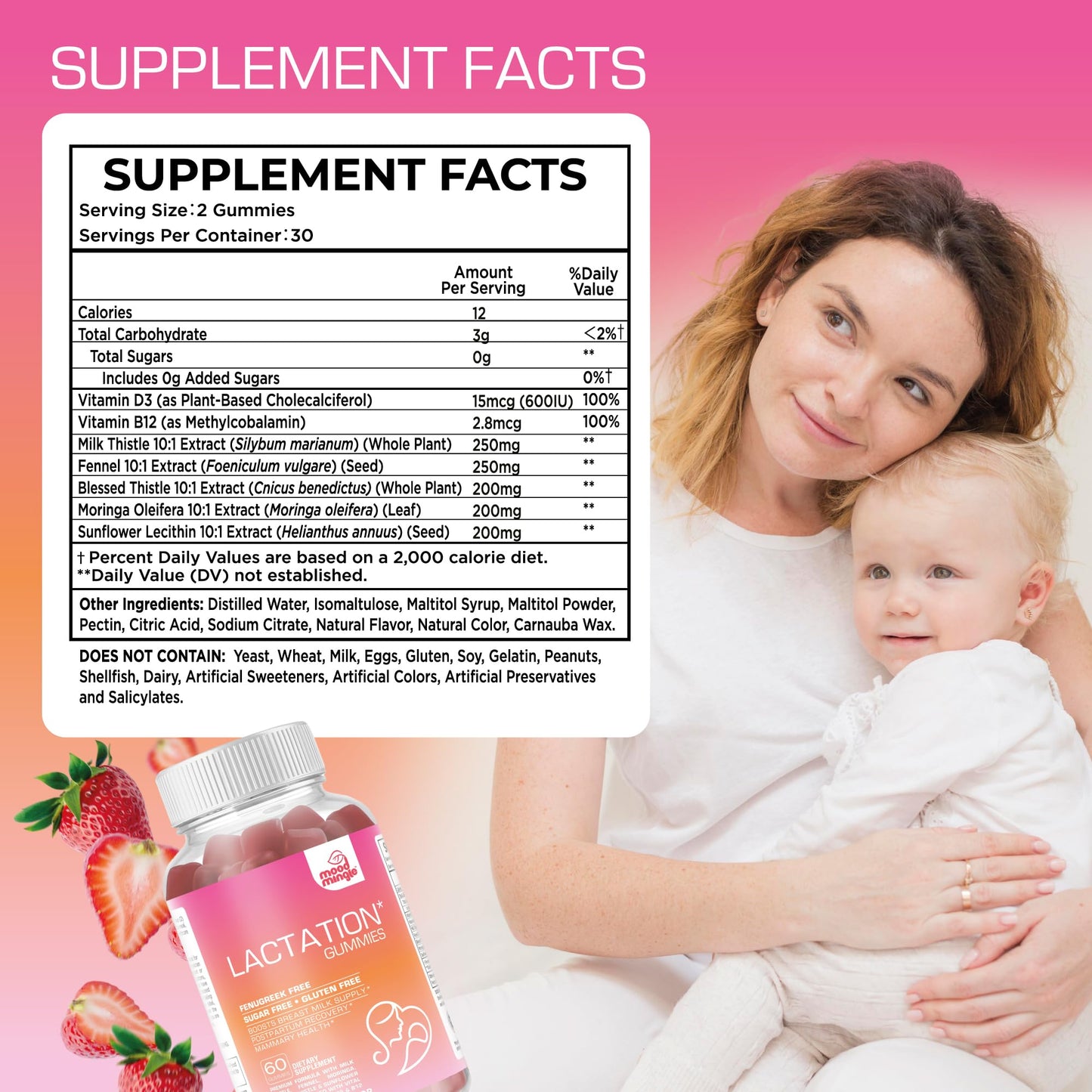 Mood Mingle Lactation and Postpartum Support Gummies, 60 Count