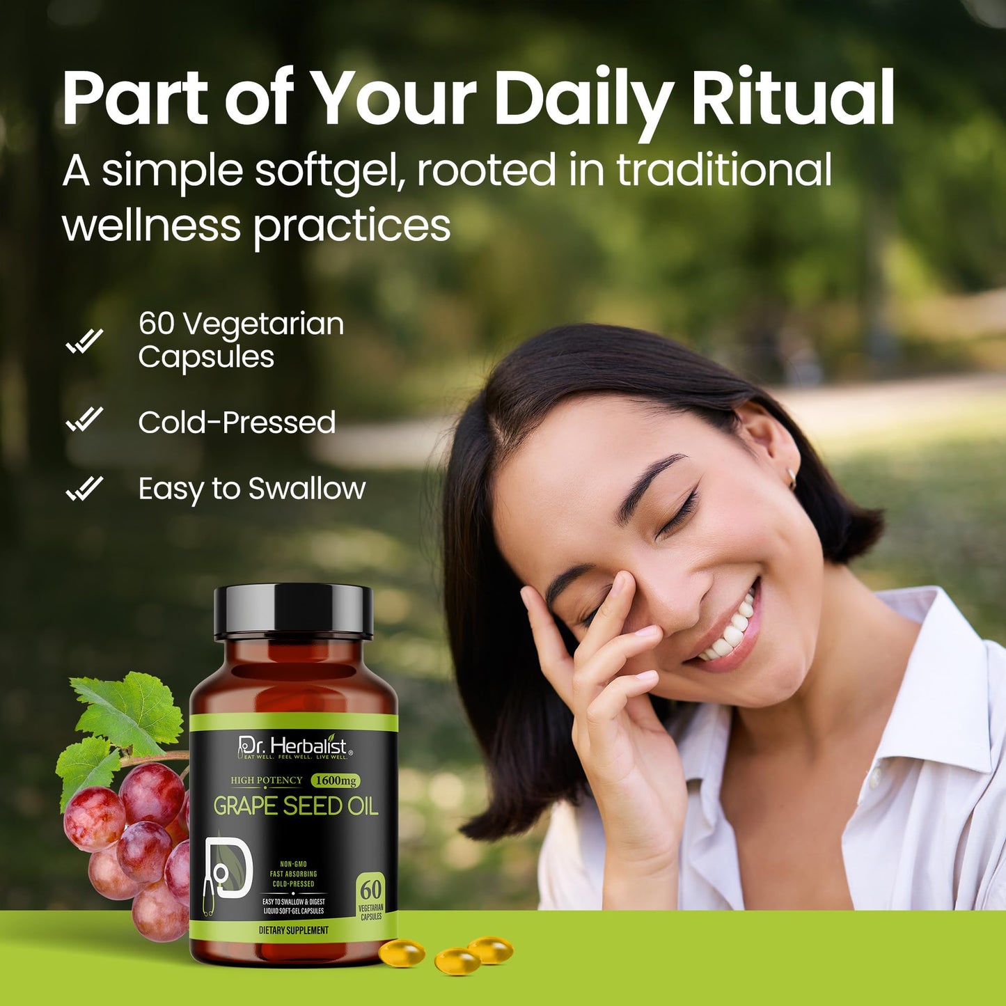 Dr. HERBALIST Grape Seed Oil Softgel Capsule, 60 Count