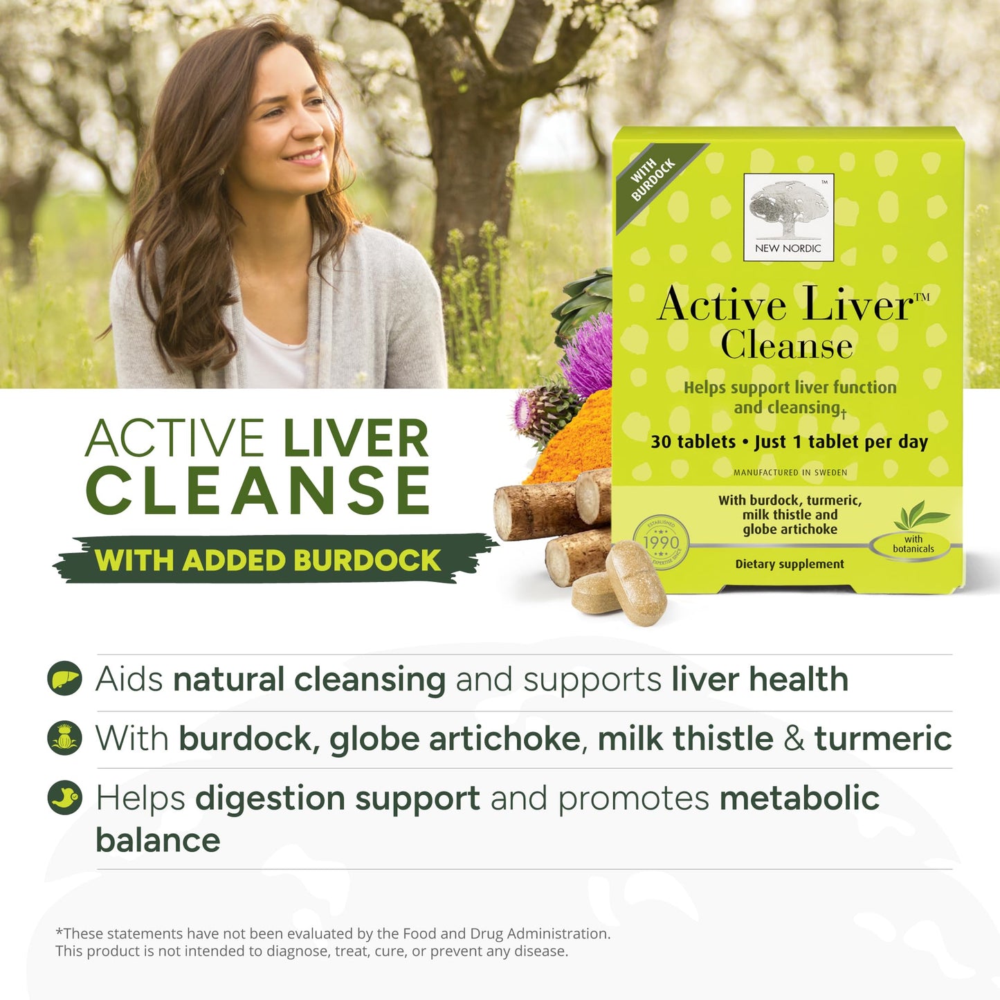 NEW NORDIC Active Liver Cleanse Herbal Supplement 30 Tablets