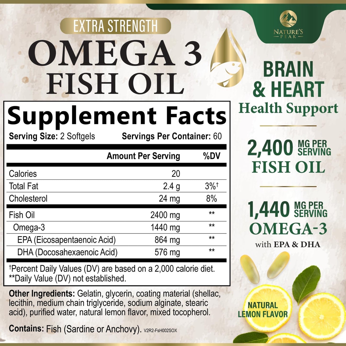 Nature's Peak Omega 3 Fish Oil Softgels 120 Count