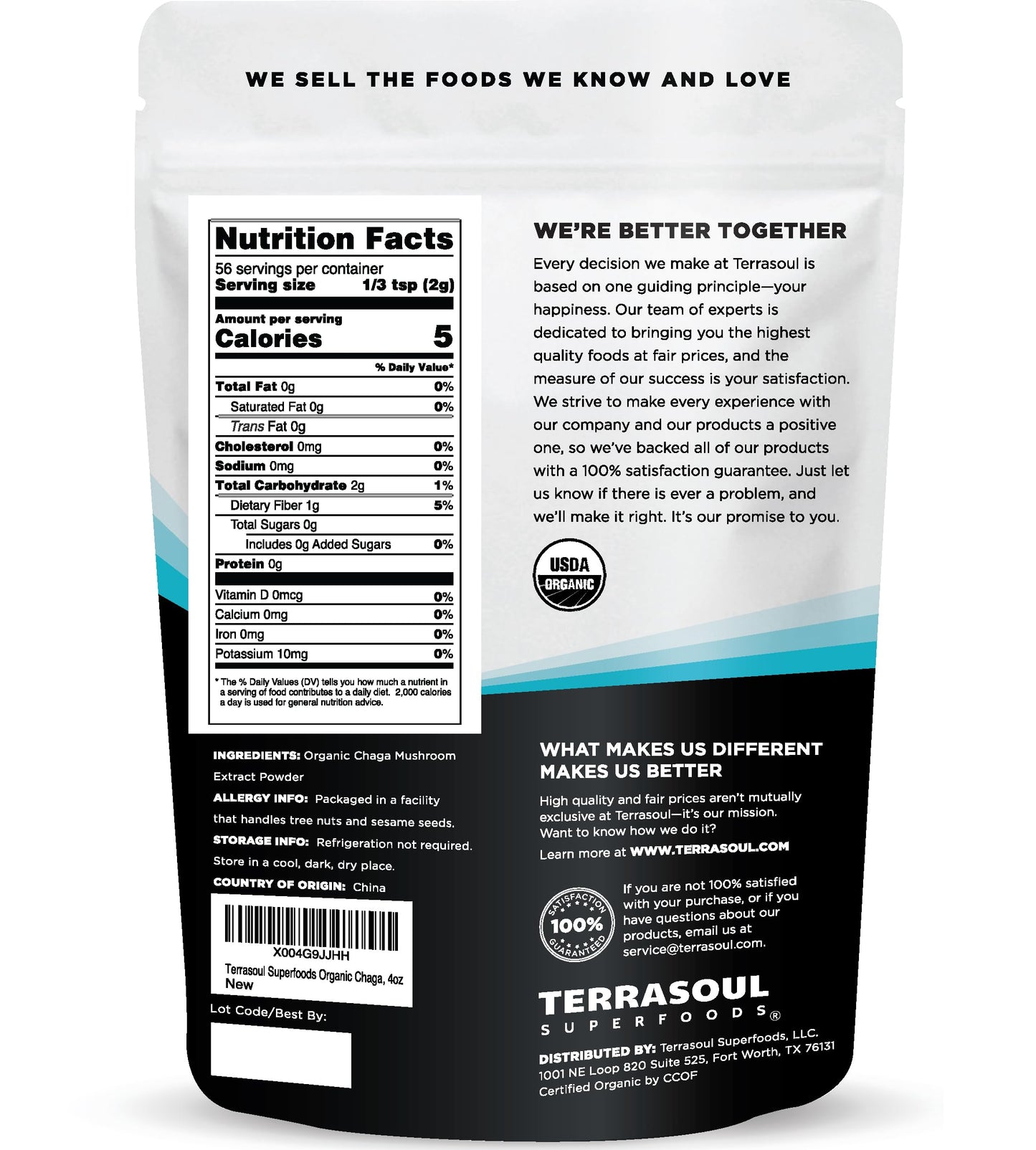 Terrasoul Superfoods Organic Chaga Extract Powder, 4 oz