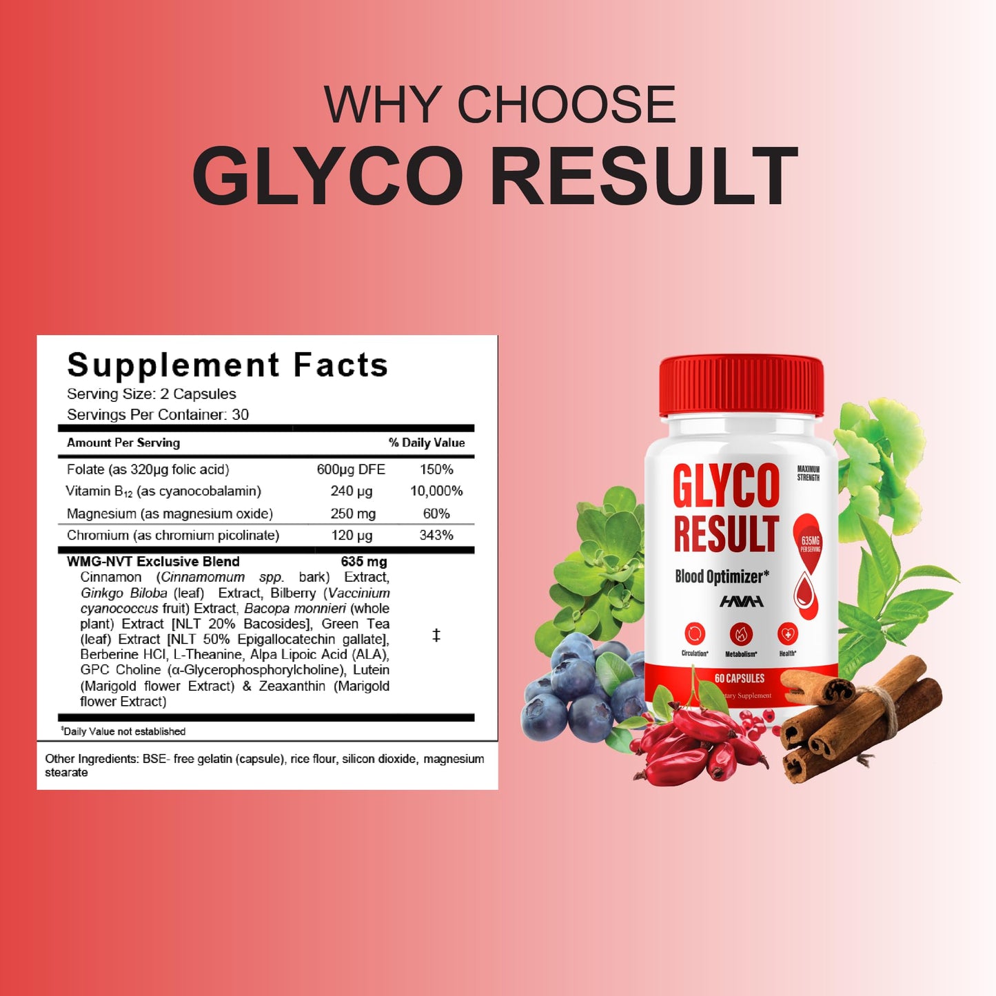 Havah Glyco Result Blood Optimizer & Overall Health, 120 Capsules