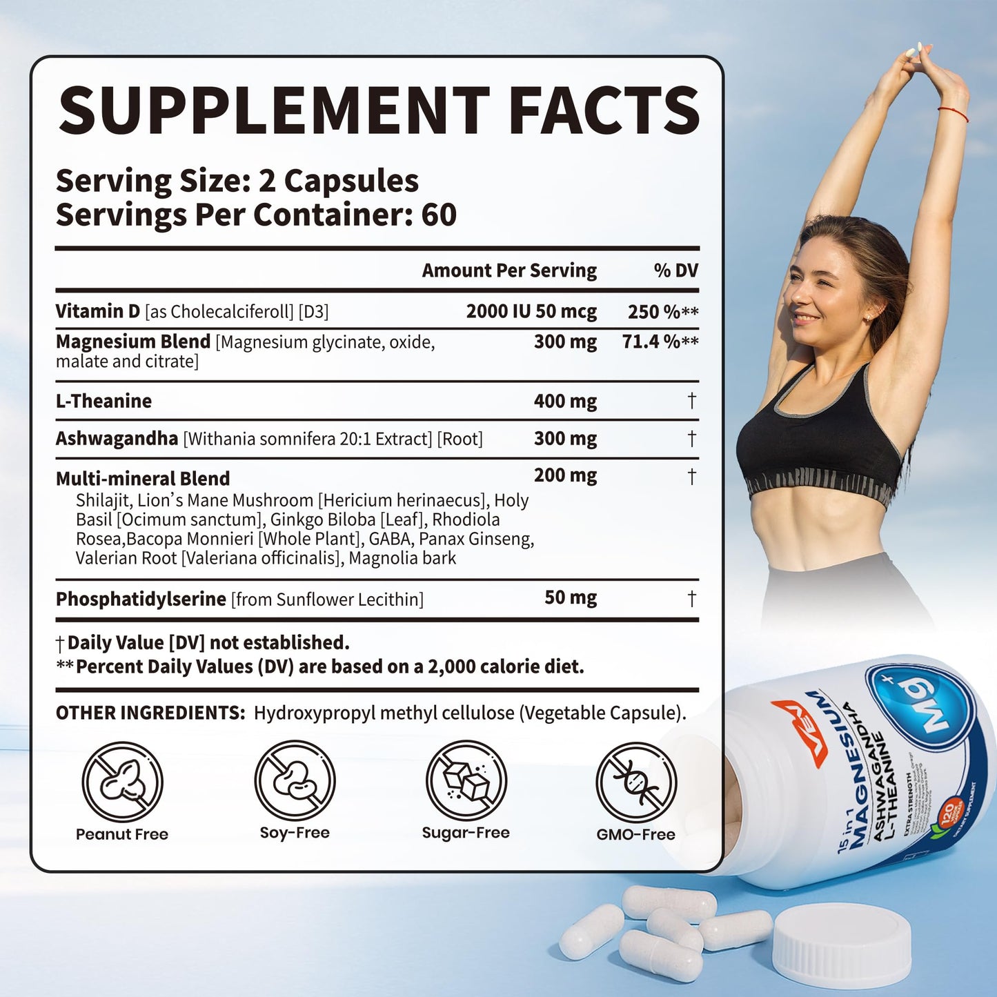 VEV DeepCalm 15-in-1 Magnesium Complex for Women & Men Capsules, 120 Count