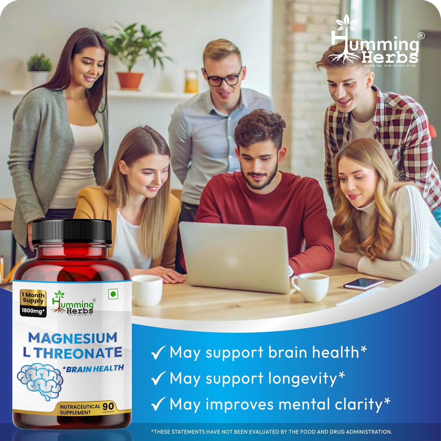 Humming Herbs Magnesium L-Threonate Capsule 90 Count