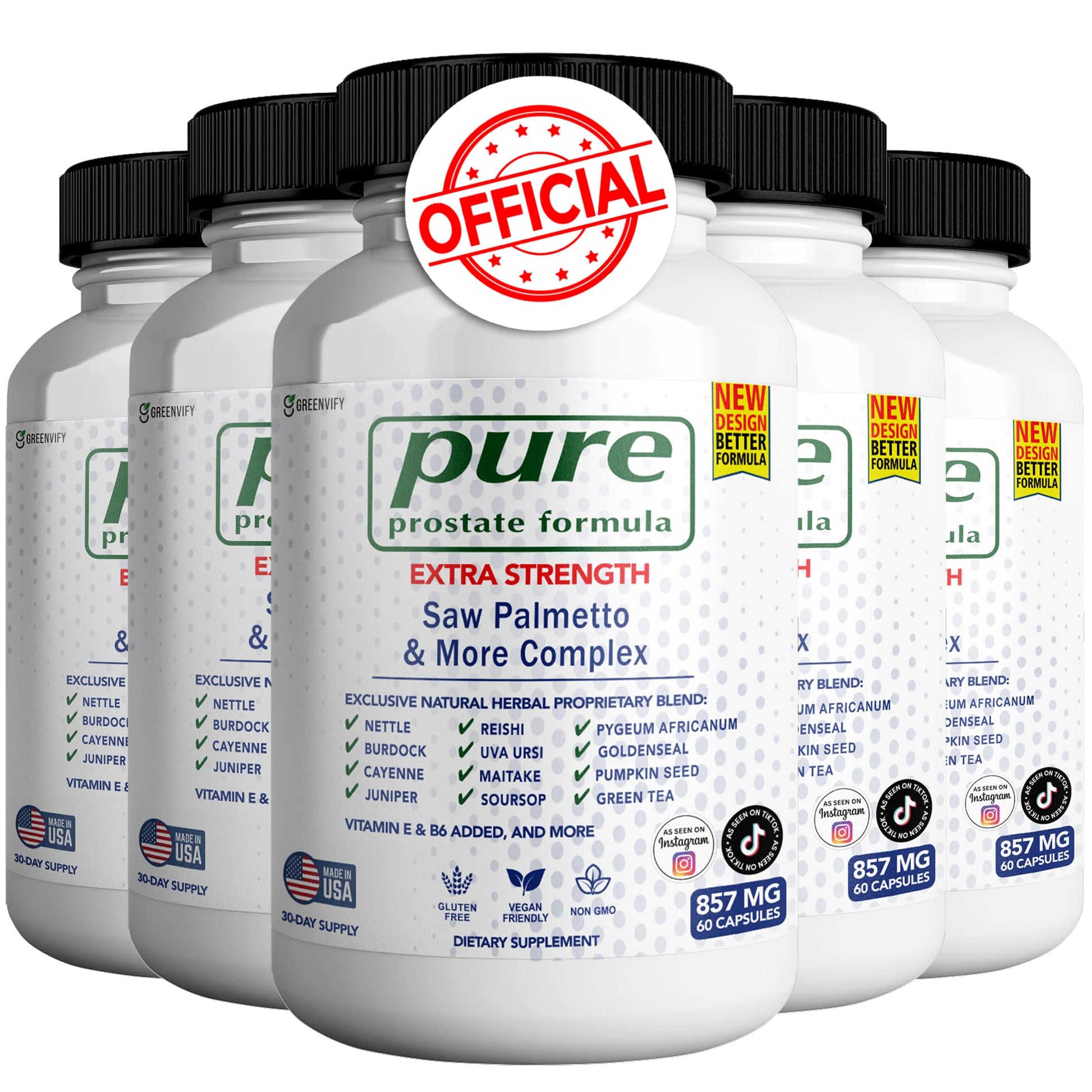 GREENVIFY Pure Prostate Formula Saw Palmetto & More Complex 857 mg Prostate Supplements for Men Capsules, 300 Capsules