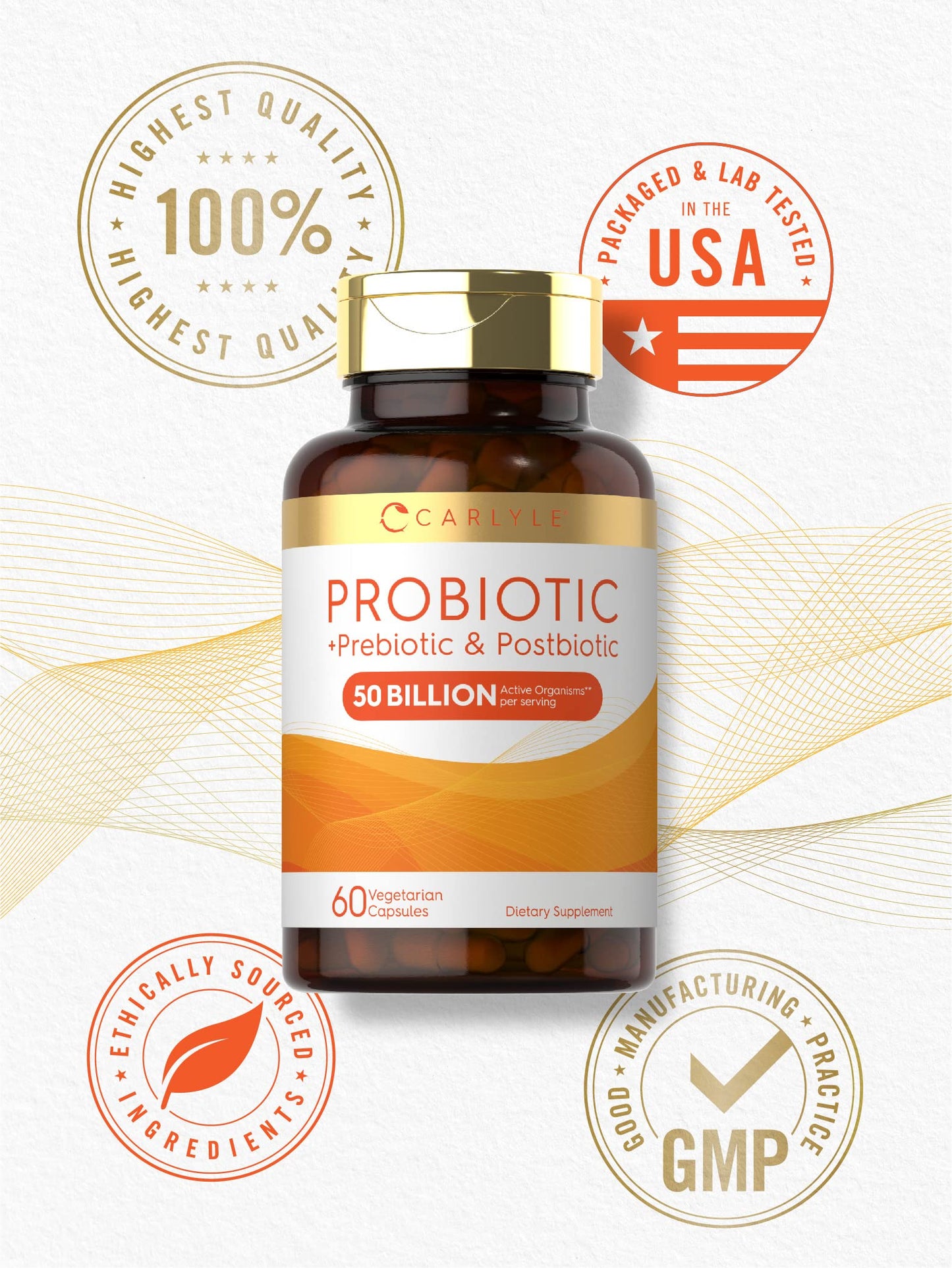 Carlyle Probiotic for Women and Men 50 Billion CFU Capsules, 60 Count