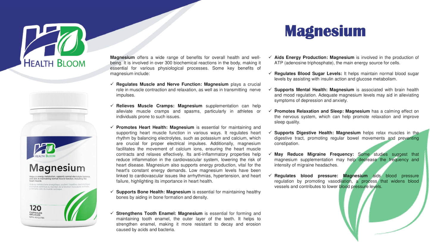 Health Bloom Inc Magnesium Capsule 60 Count