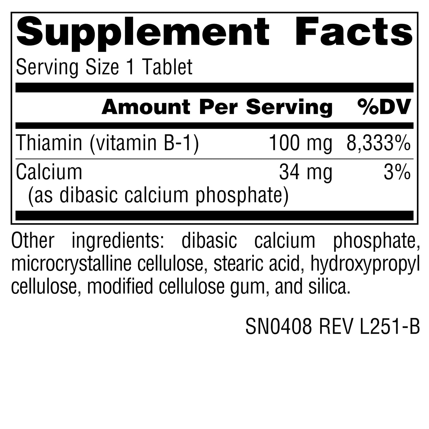 Source Naturals Vitamin B-1 Thiamin 100 mg Tablet, 250 Tablets