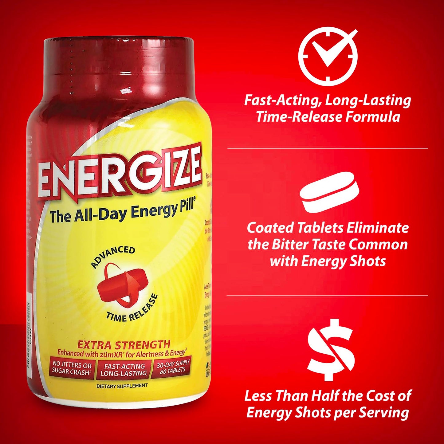 iSatori Energize Extra Strength & Brain Focus Caffeine Tablets, 120