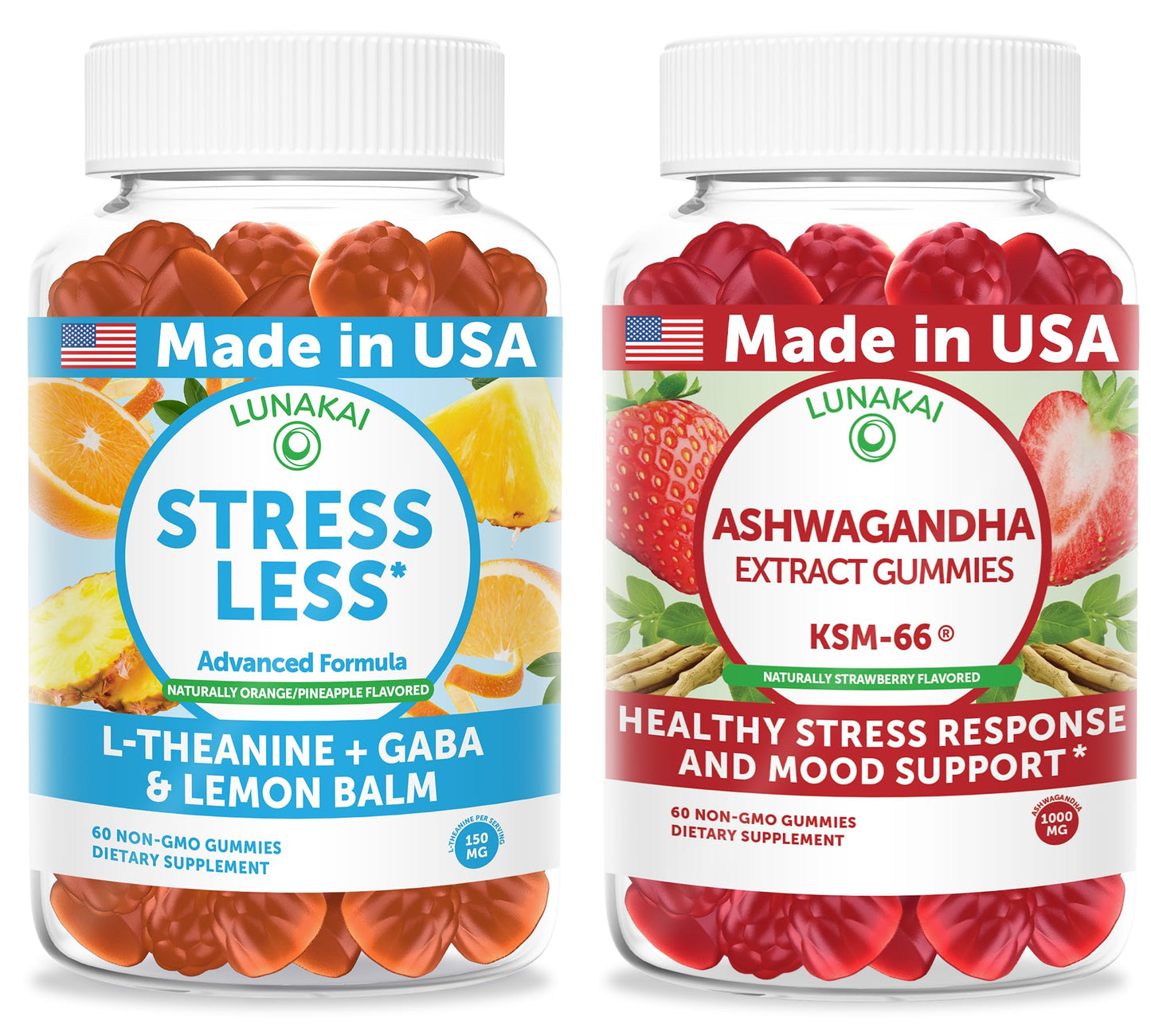 Lunakai Stress Less + Ashwagandha Extract Gummies, 120 Gummies