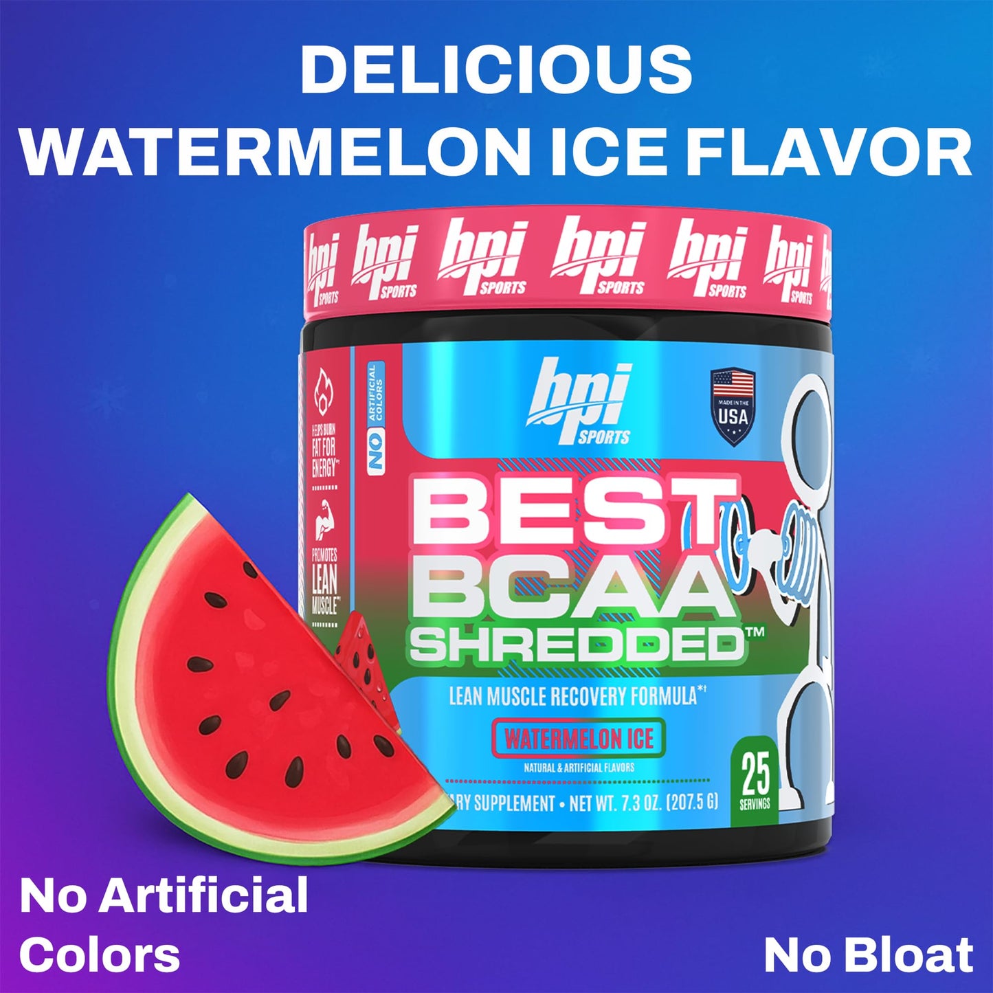BPI Sports Best BCAA Shredded Powder Watermelon ICE, 9.7 Ounce
