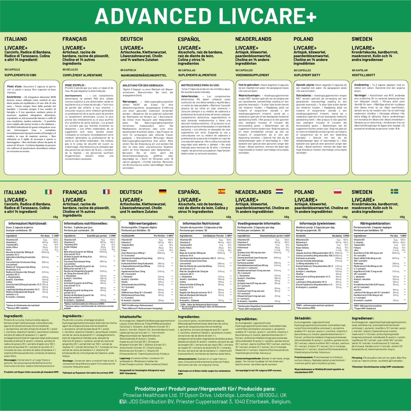 PH PROWISE Healthcare Advanced Livcare+ Vegan Capsules, 60 Count