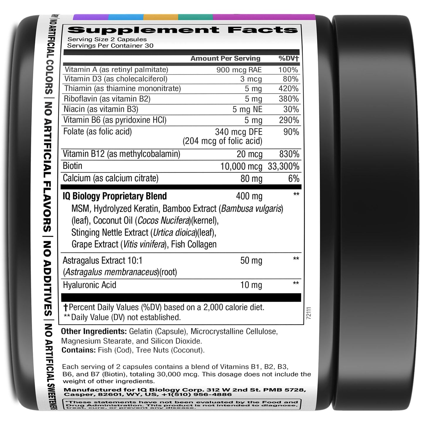 IQ BIOLOGY Biotin Bundle for Hair Growth with Collagen & Keratin for Hair Loss & Thinning Hair - Hair Skin and Nails Vitamins for Women & Men - Healthy Regrowth, Skin Glow & Nail Repair, 180 Capsules