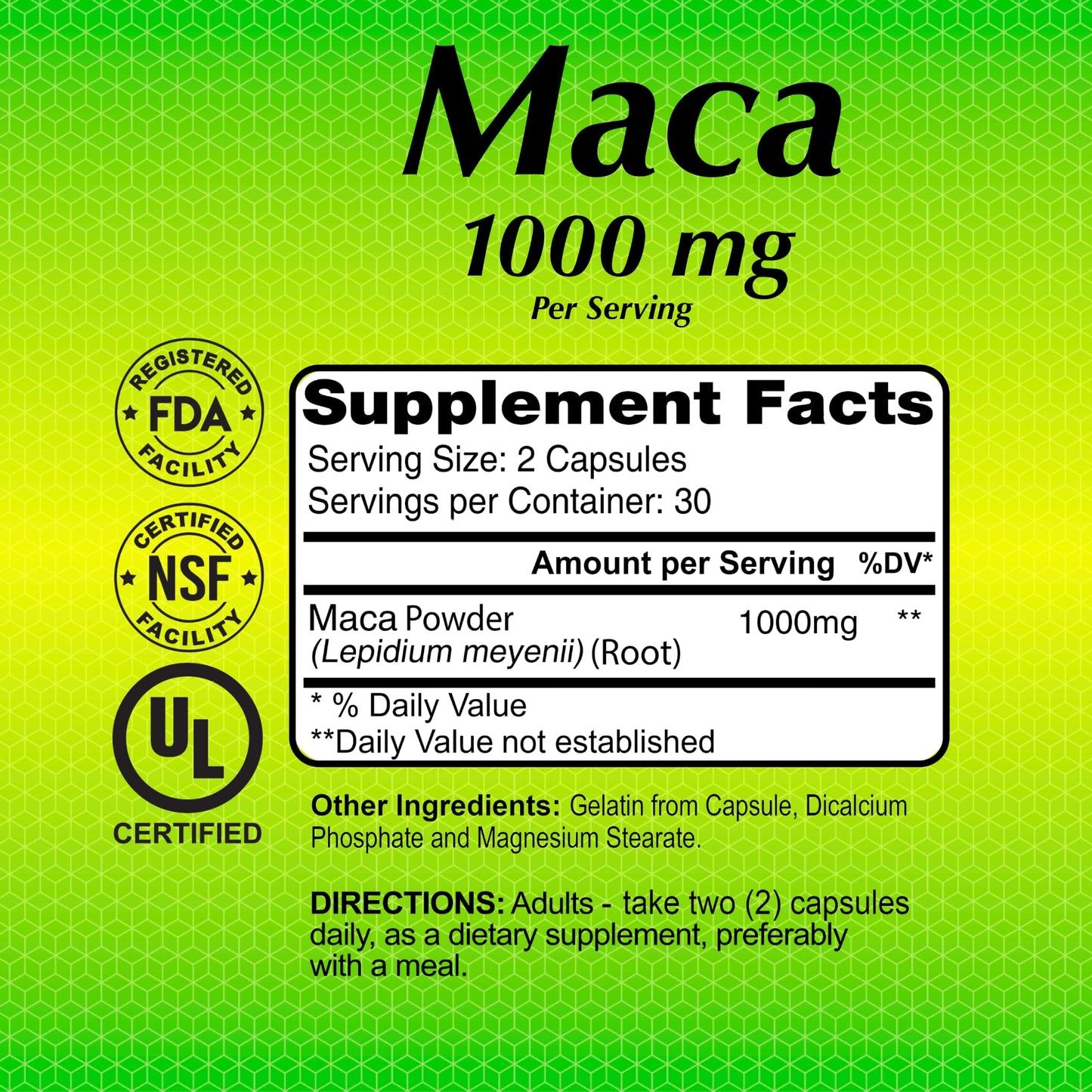 ALFA VITAMINS Maca 1000 mg Peruvian Maca Root Supplement for Energy & Wellness – Plant-Based Formula, Capsules, 120 Count