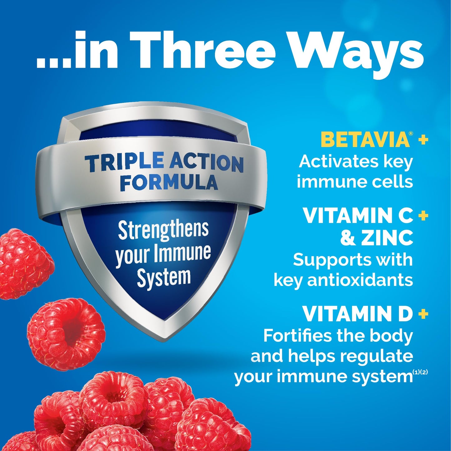Emergen-C Immune+ Triple Action Immune Support Powder Raspberry, 30 Count