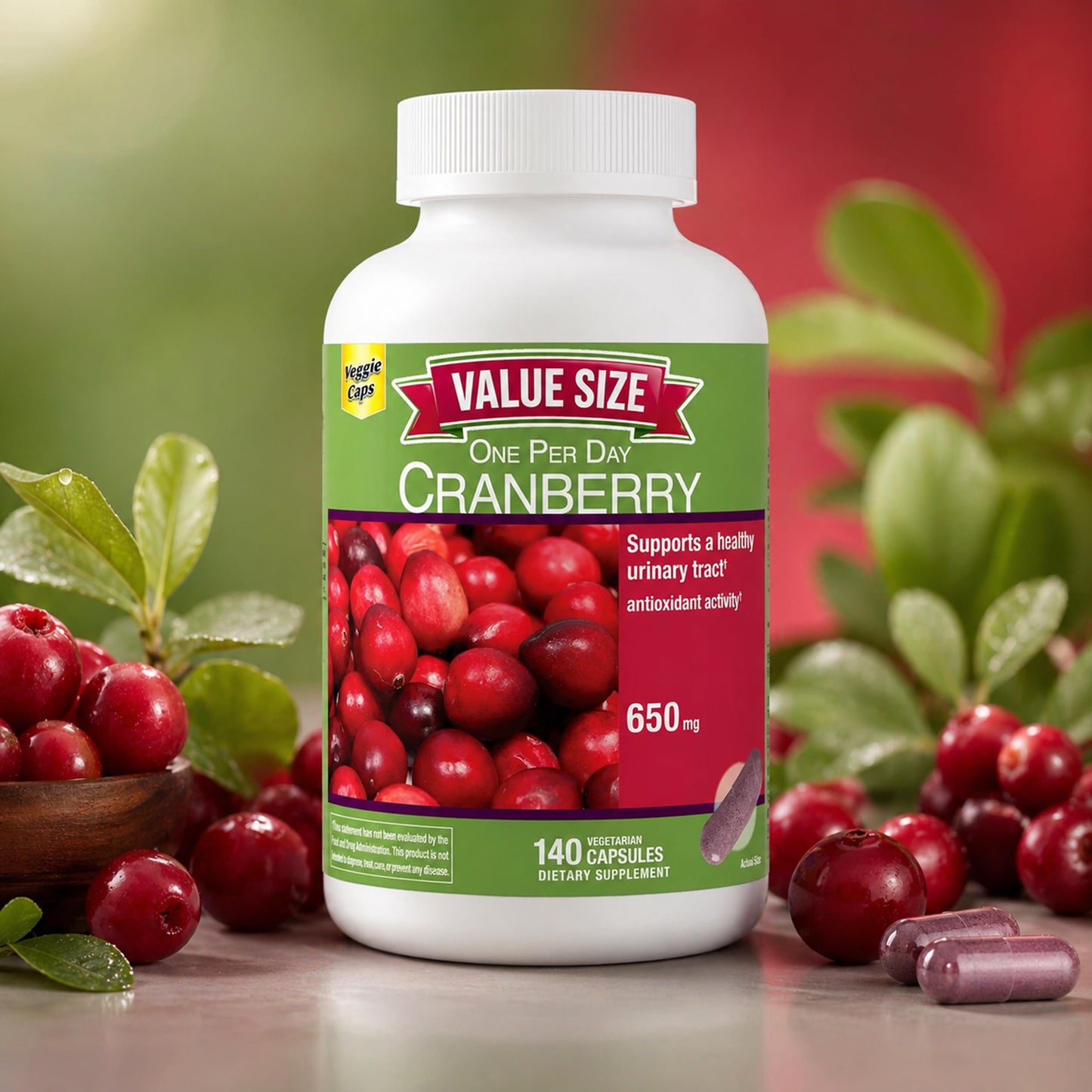 Generic Nature Cranberry 650mg Capsules, 140 Vegetarian Capsules