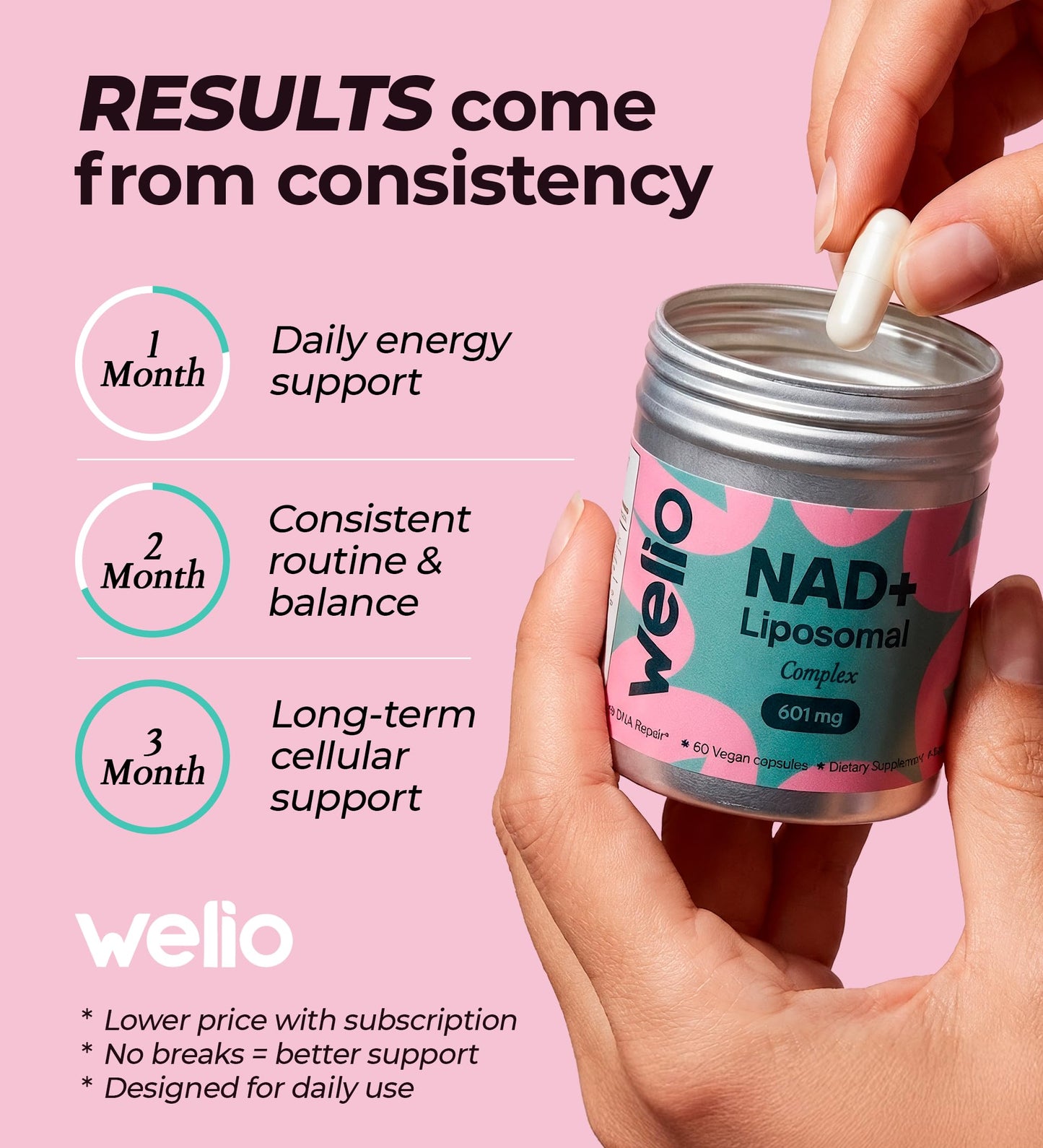 Welio Liposomal NAD Supplement 601mg Capsule, 60 Capsules