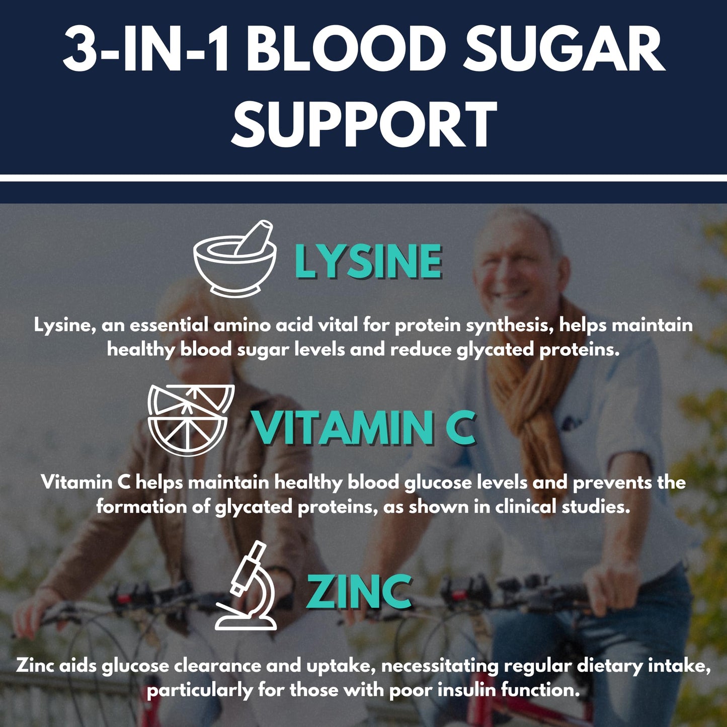 Del Mar Health Max-LyZinC L-Lysine 1100 mg + Zinc 6 mg + Vitamin C 100 mg - 3-in-1 Supplement for Maintaining Blood Sugar Already in The Healthy Range - Powder, 4.55 oz